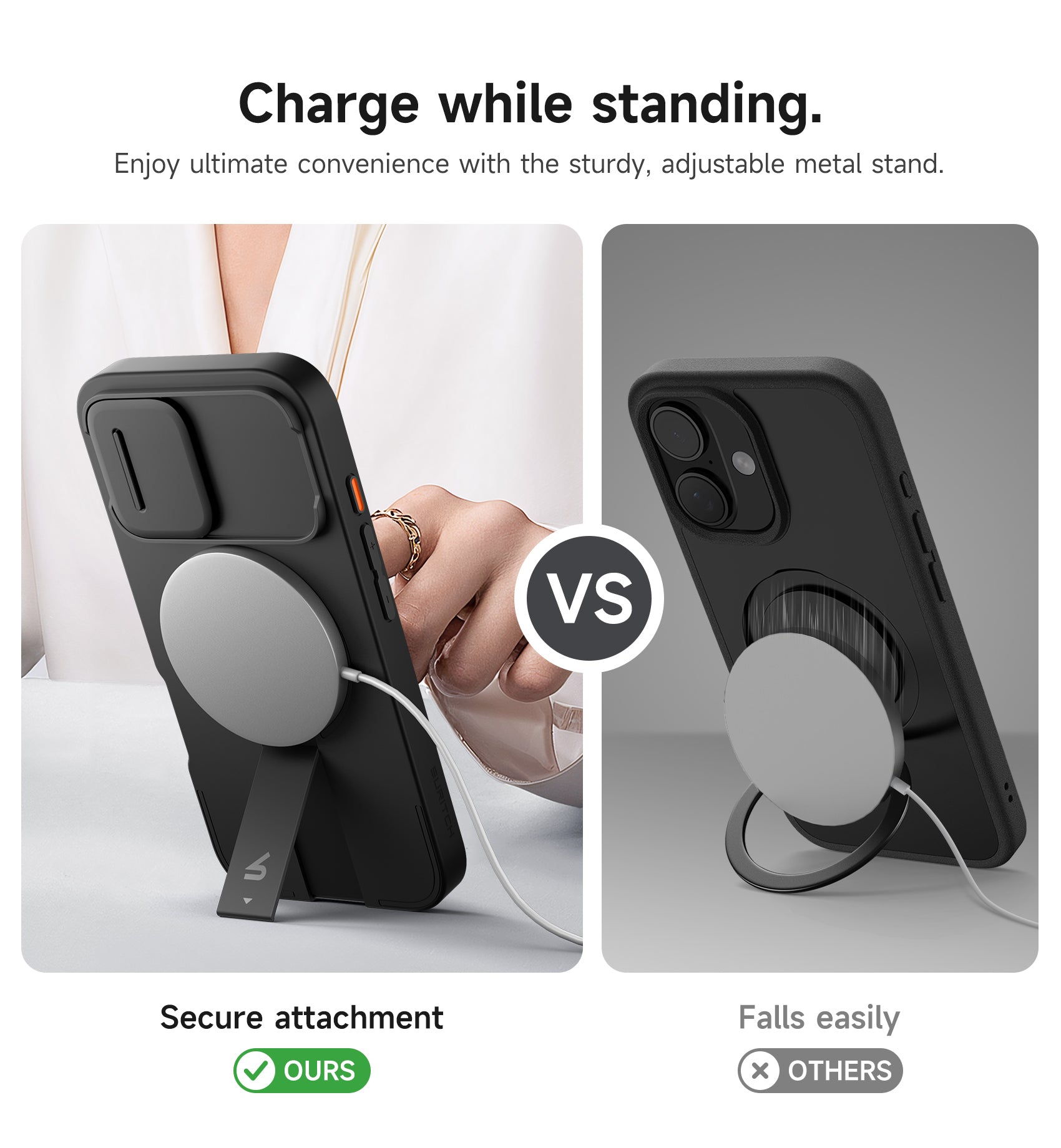 Suritch Case for iPhone 16 with Magnetic Camera Slide Cover Adjustable Kickstand Compatible with MagSafe Slim Protective Cover