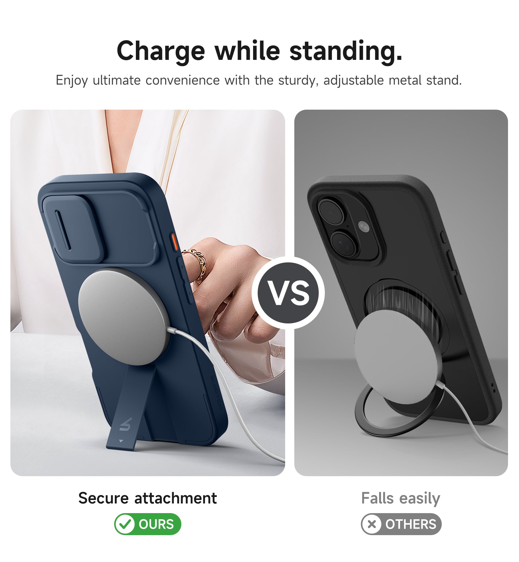 Suritch Case for iPhone 16 with Magnetic Camera Slide Cover Adjustable Kickstand Compatible with MagSafe Slim Protective Cover