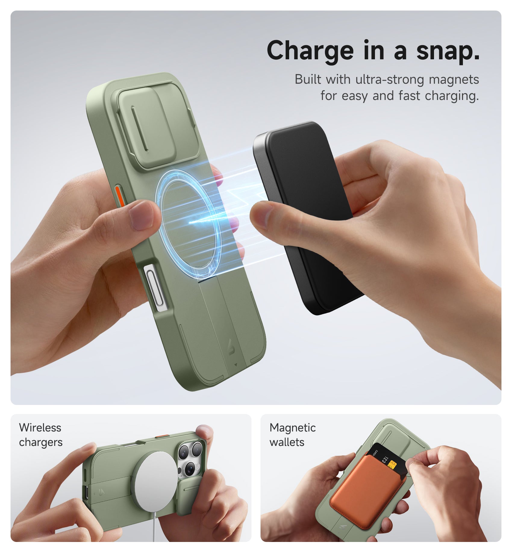 Suritch Case for iPhone 16 Pro with Slide Camera Cover Adjustable Kickstand Compatible with MagSafe Slim Protective Cover