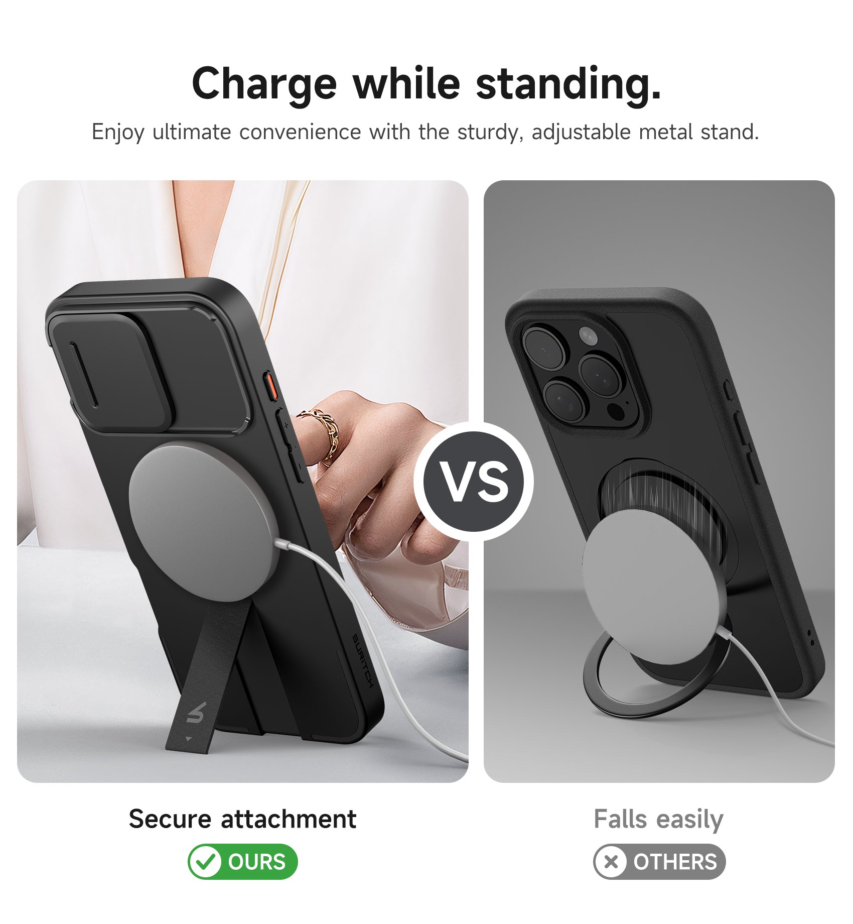 Suritch Case for iPhone 16 Pro Max with Magnetic Camera Slide Cover Adjustable Kickstand Compatible with MagSafe Slim Protective Cover 6.9 Inch