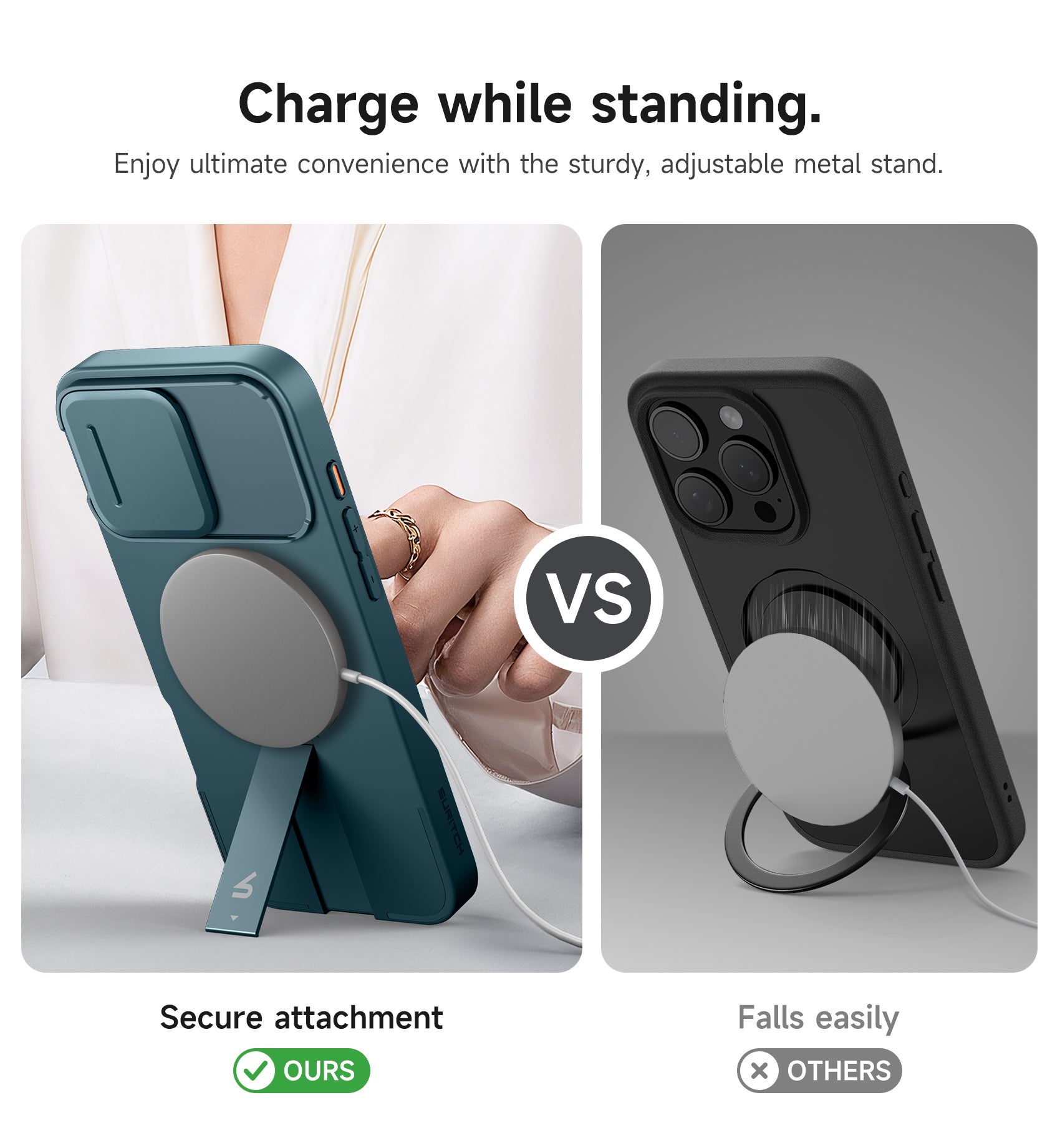 Suritch Case for iPhone 16 Pro Max with Magnetic Camera Slide Cover Adjustable Kickstand Compatible with MagSafe Slim Protective Cover 6.9 Inch