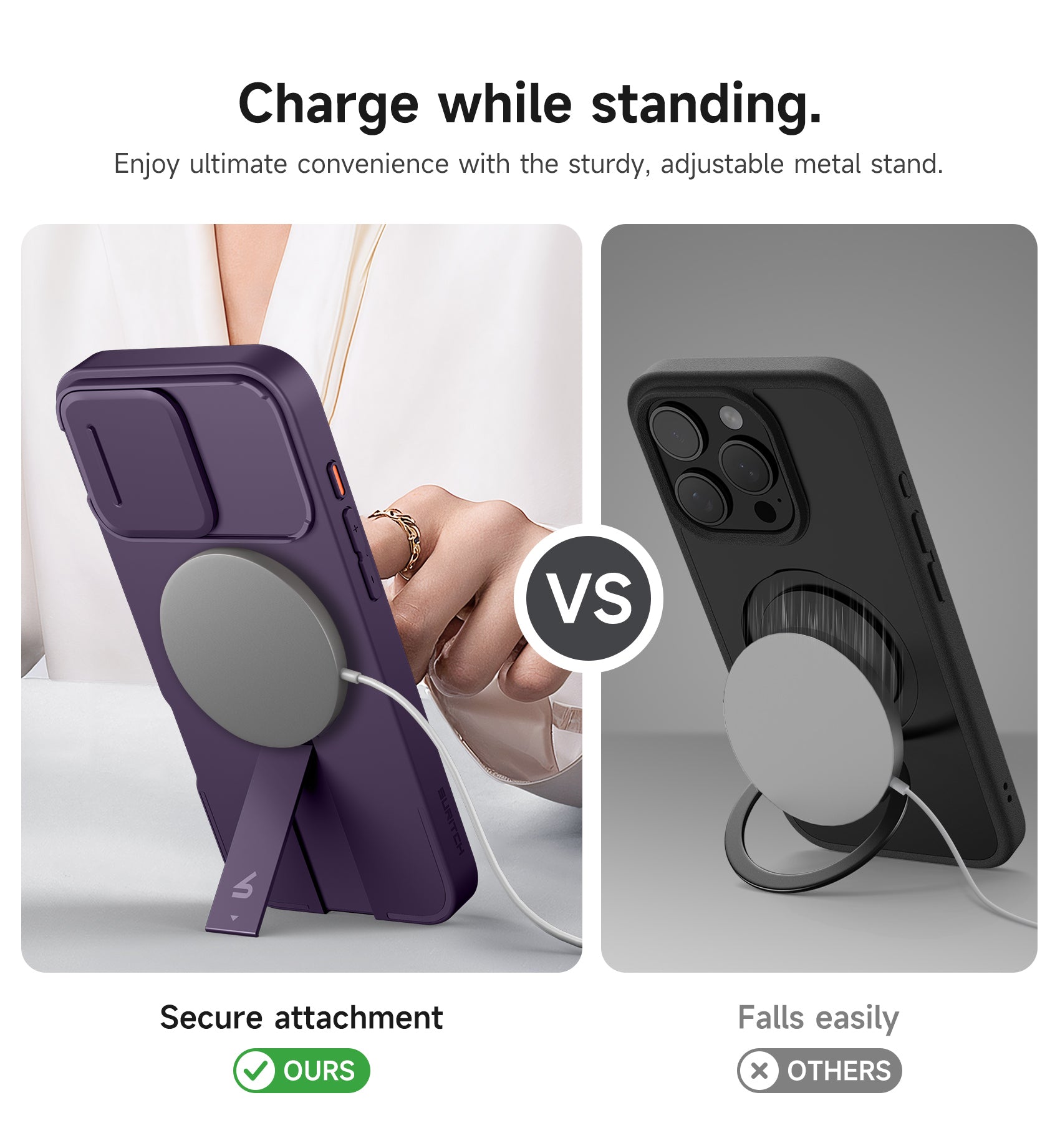 Suritch Case for iPhone 16 Pro Max with Magnetic Camera Slide Cover Adjustable Kickstand Compatible with MagSafe Slim Protective Cover 6.9 Inch