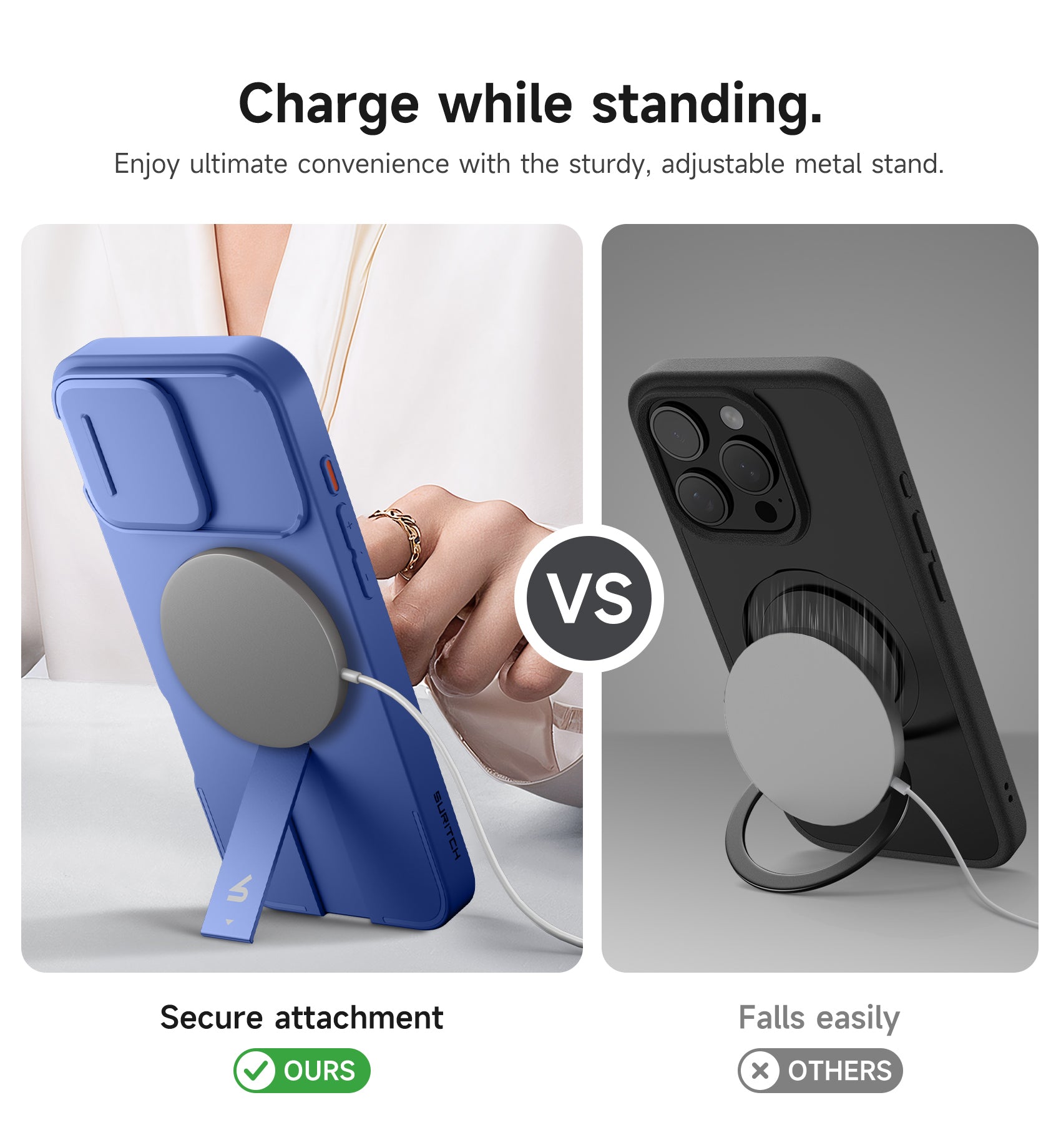 Suritch Case for iPhone 16 Pro Max with Magnetic Camera Slide Cover Adjustable Kickstand Compatible with MagSafe Slim Protective Cover 6.9 Inch