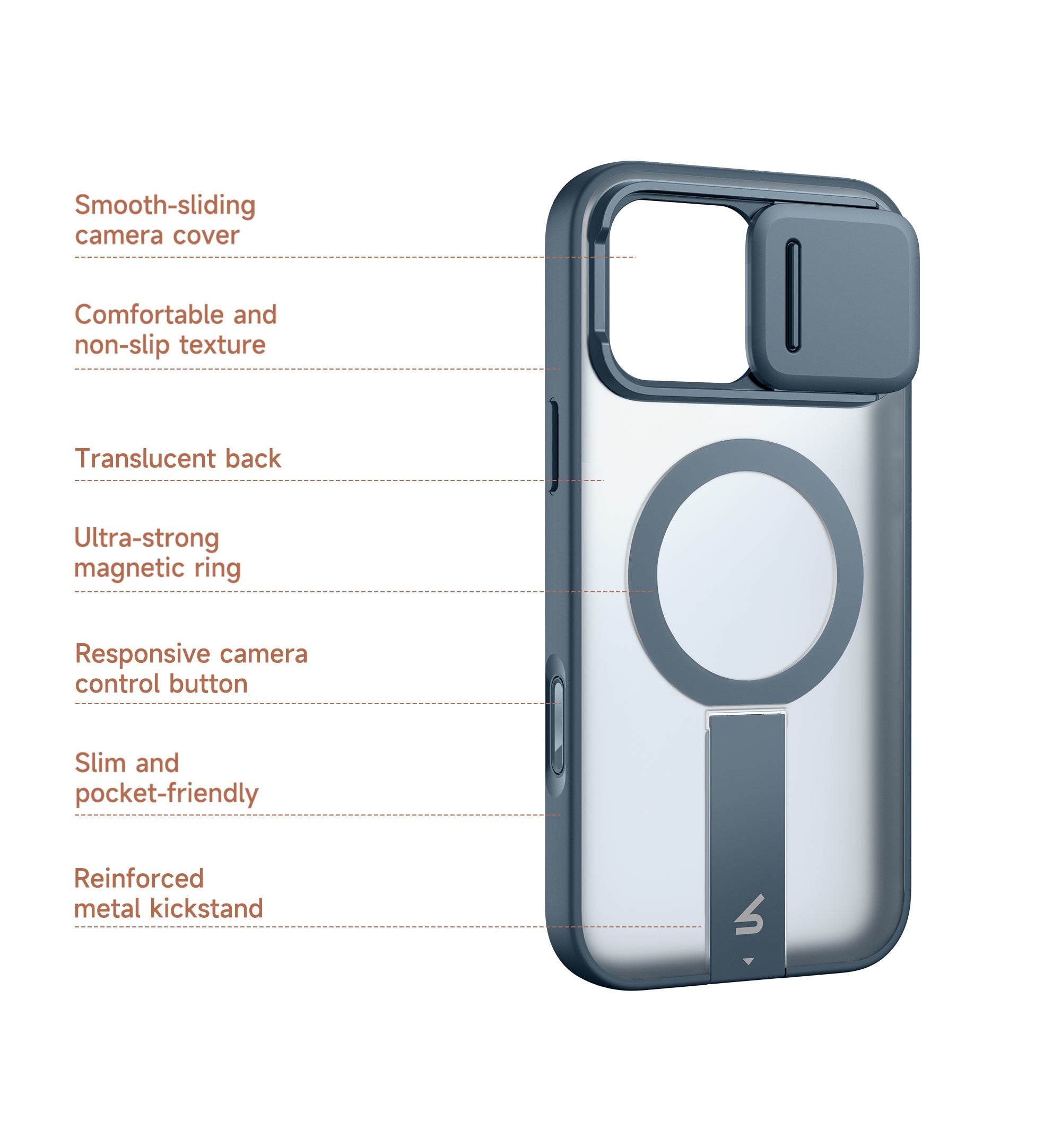 Suritch Case for iPhone 16 Pro Max Compatible with MagSafe Built-in Kickstand Camera Cover Translucent Back Shockproof Rugged Protective Phone Cover 6.9 Inch