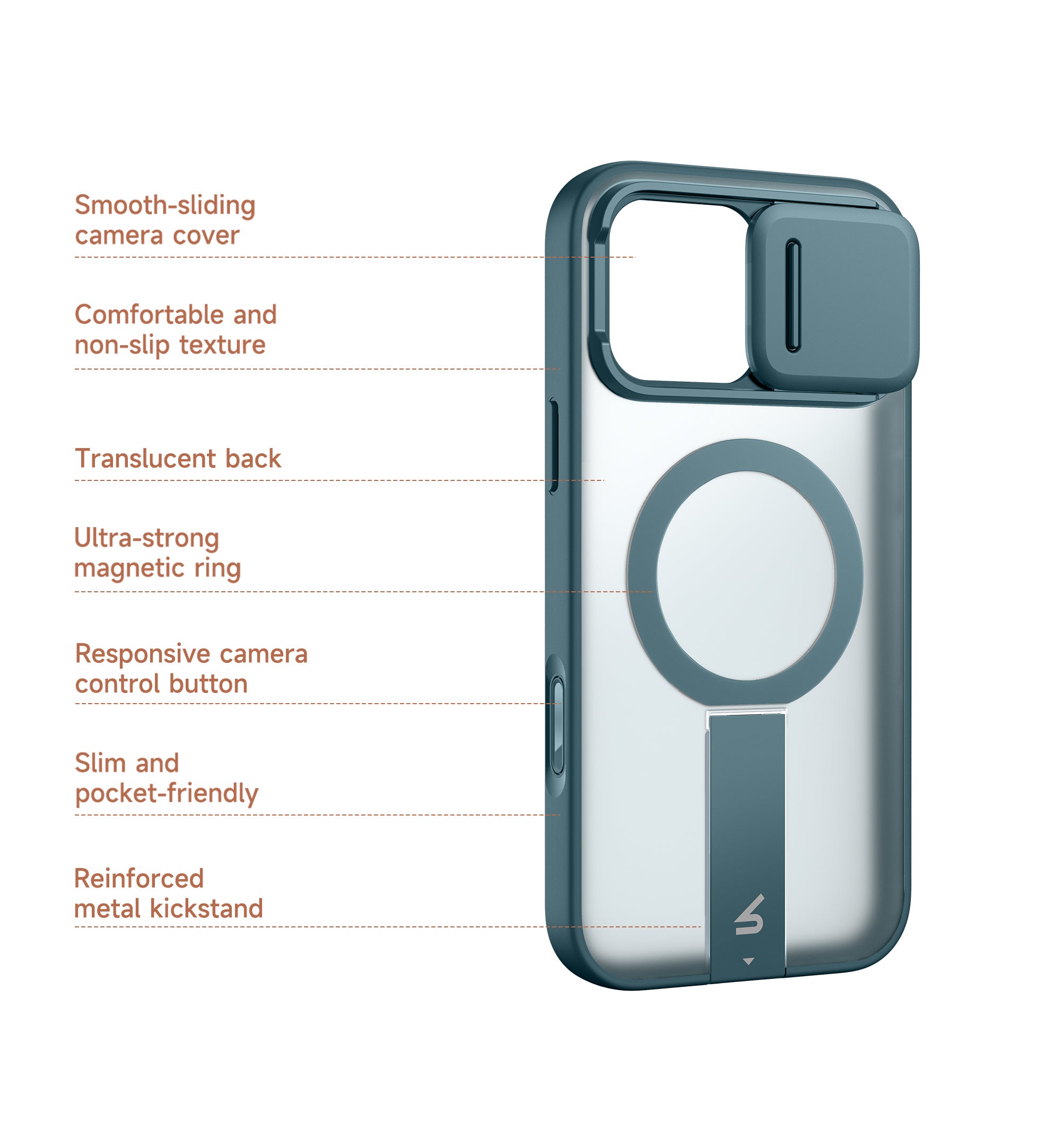 Suritch Case for iPhone 16 Pro Max Compatible with MagSafe Built-in Kickstand Camera Cover Translucent Back Shockproof Rugged Protective Phone Cover 6.9 Inch