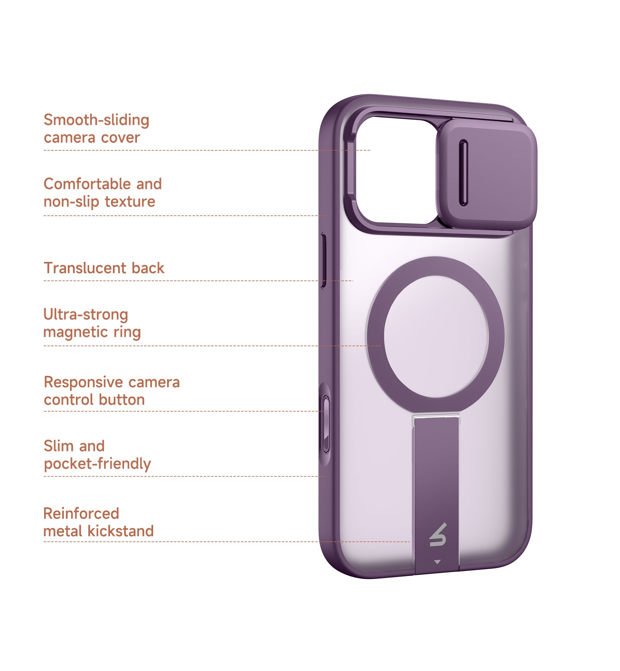Suritch Case for iPhone 16 Pro Max Compatible with MagSafe Built-in Kickstand Camera Cover Translucent Back Shockproof Rugged Protective Phone Cover 6.9 Inch
