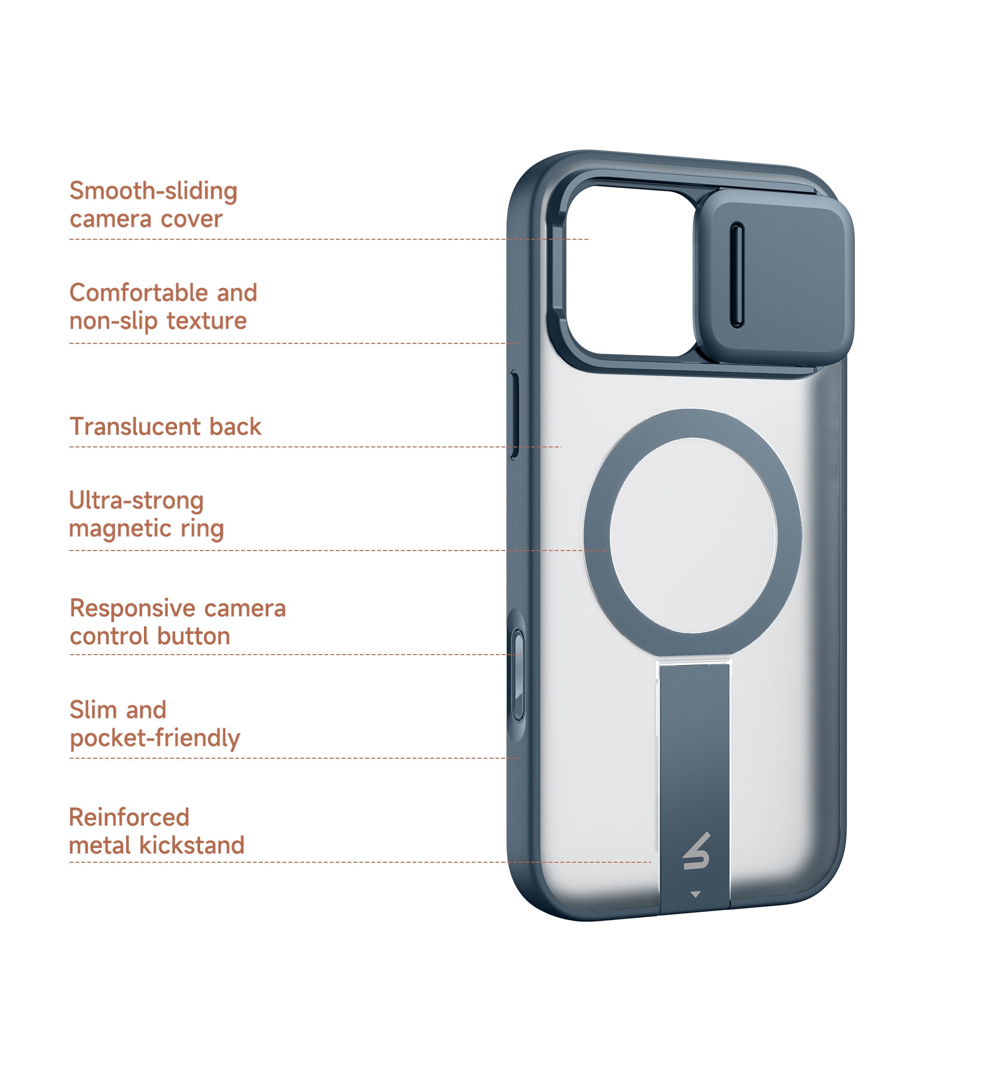 Suritch Case for iPhone 16 Pro Compatible with MagSafe Built-in Kickstand Camera Cover Translucent Back Shockproof Rugged Protective Phone Cover 6.3 Inch