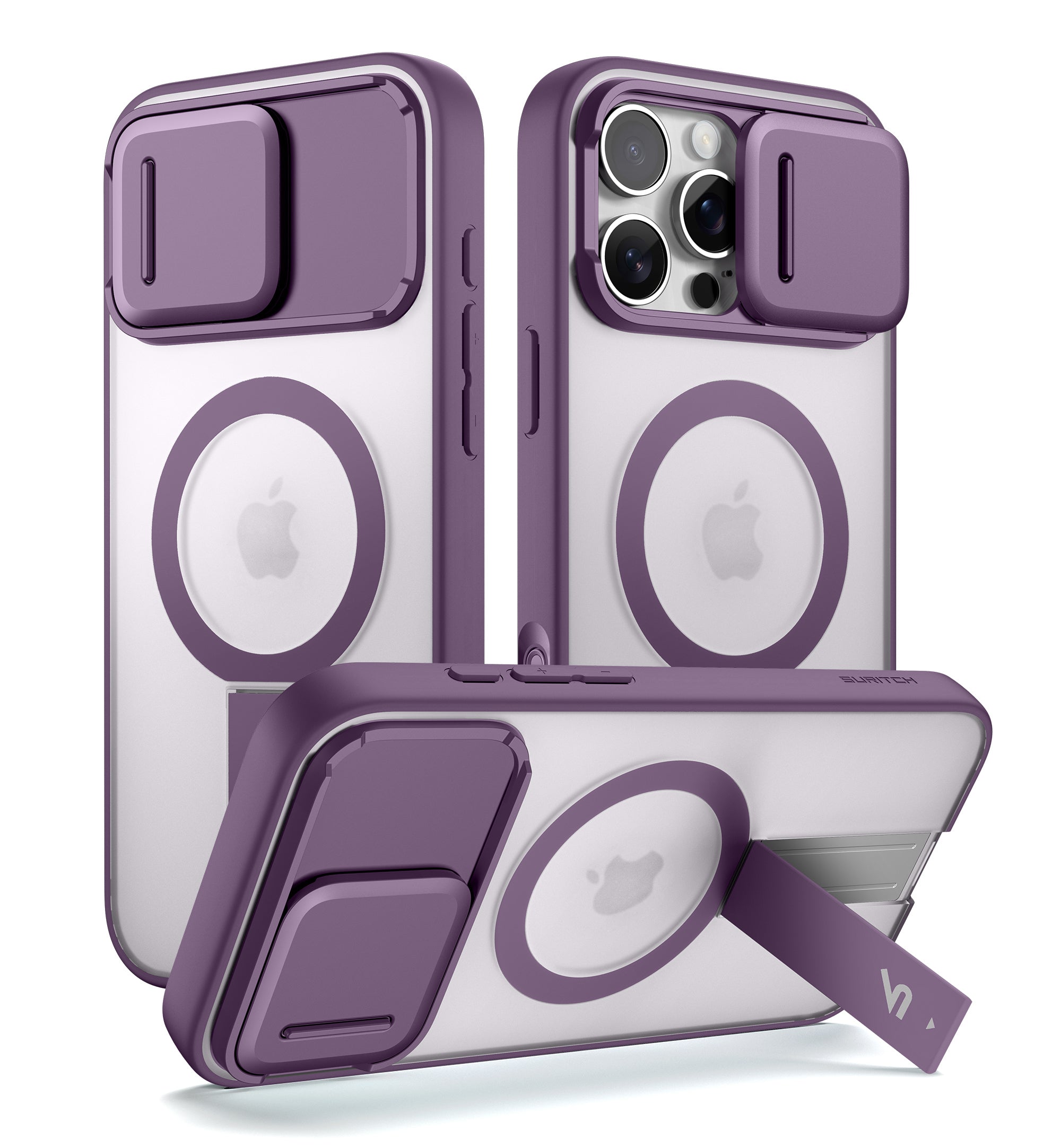 Suritch Case for iPhone 16 Pro Compatible with MagSafe Built-in Kickstand Camera Cover Translucent Back Shockproof Rugged Protective Phone Cover 6.3 Inch