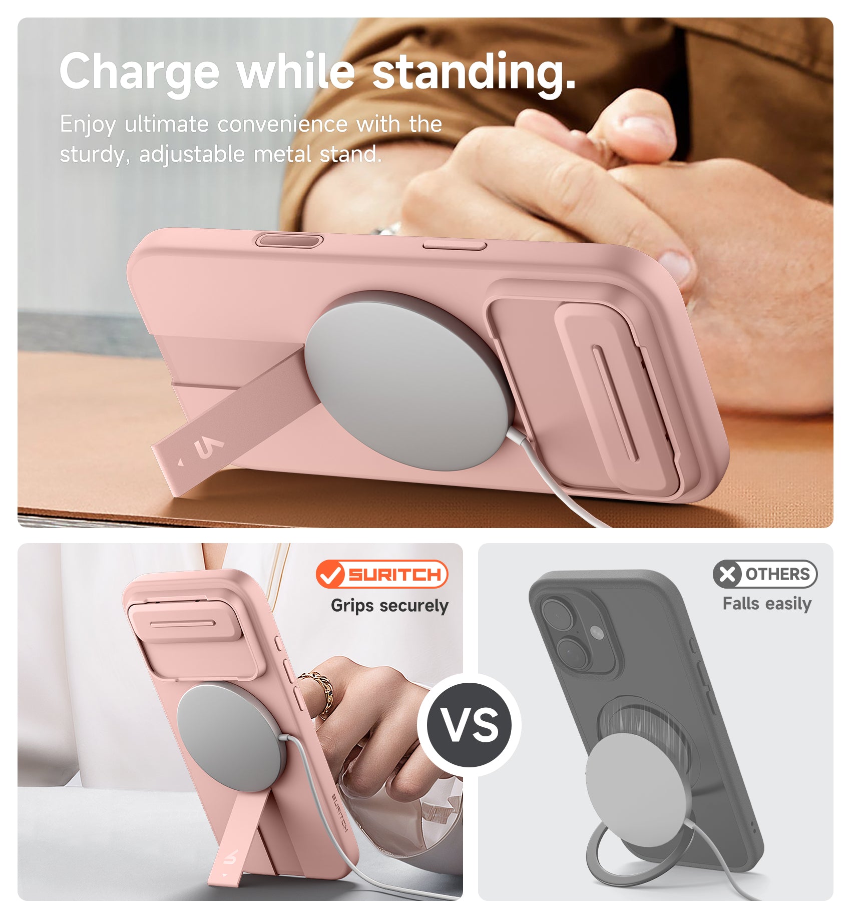 Suritch Case for iPhone 17 Air with Camera Control Cover Camera Slide Cover Adjustable Kickstand Compatible with MagSafe Shockproof Bumper