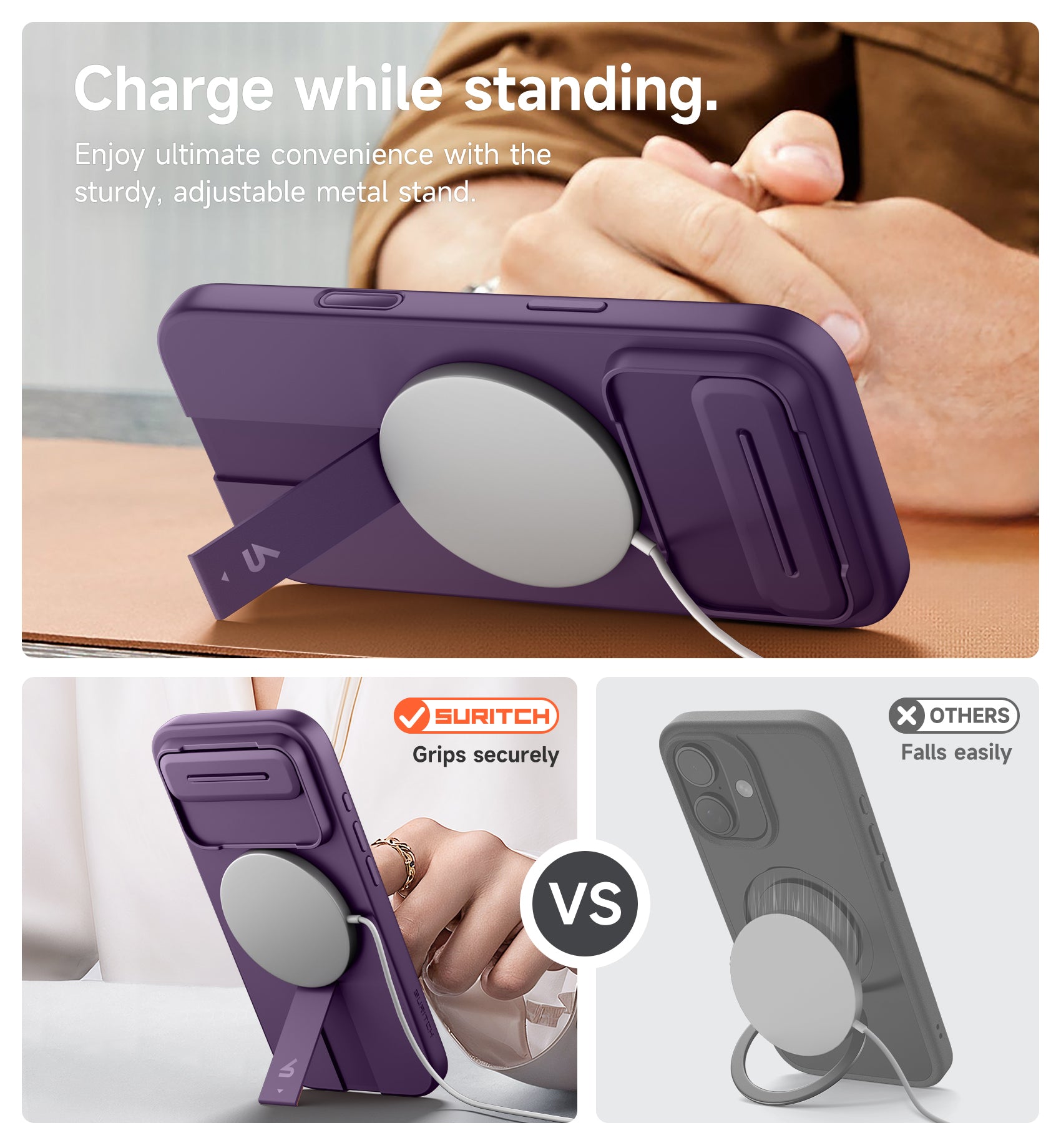 Suritch Case for iPhone 17 Air with Camera Control Cover Camera Slide Cover Adjustable Kickstand Compatible with MagSafe Shockproof Bumper