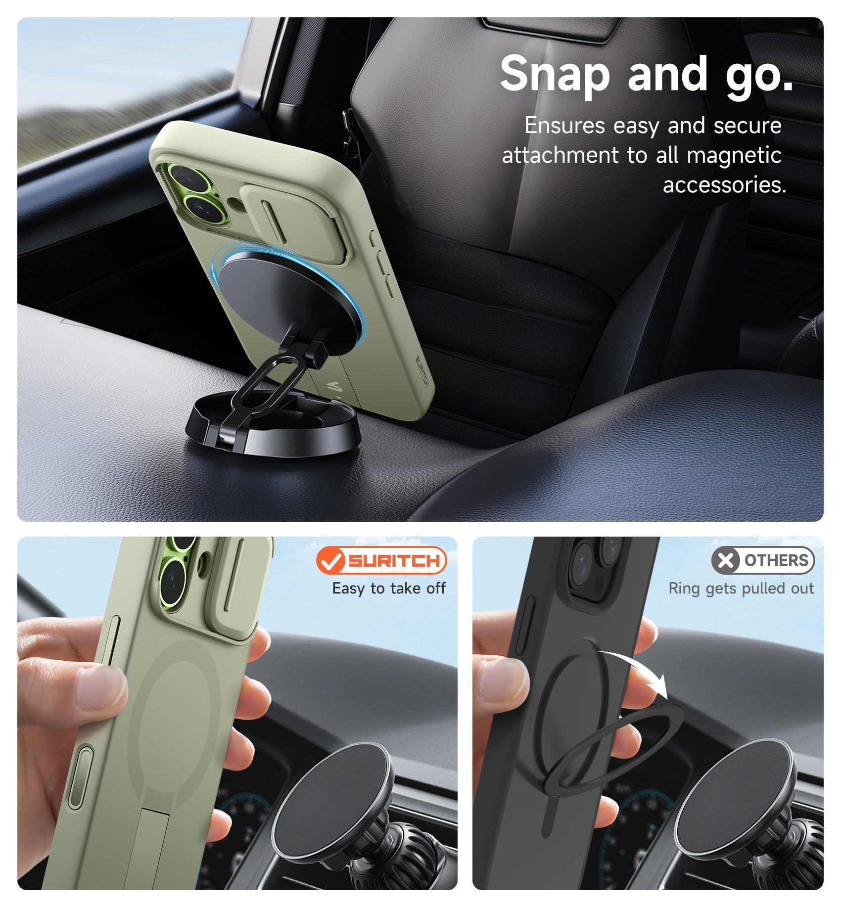 Suritch Case for iPhone 17 with Camera Control Cover Camera Slide Cover Adjustable Kickstand Compatible with MagSafe Shockproof Bumper