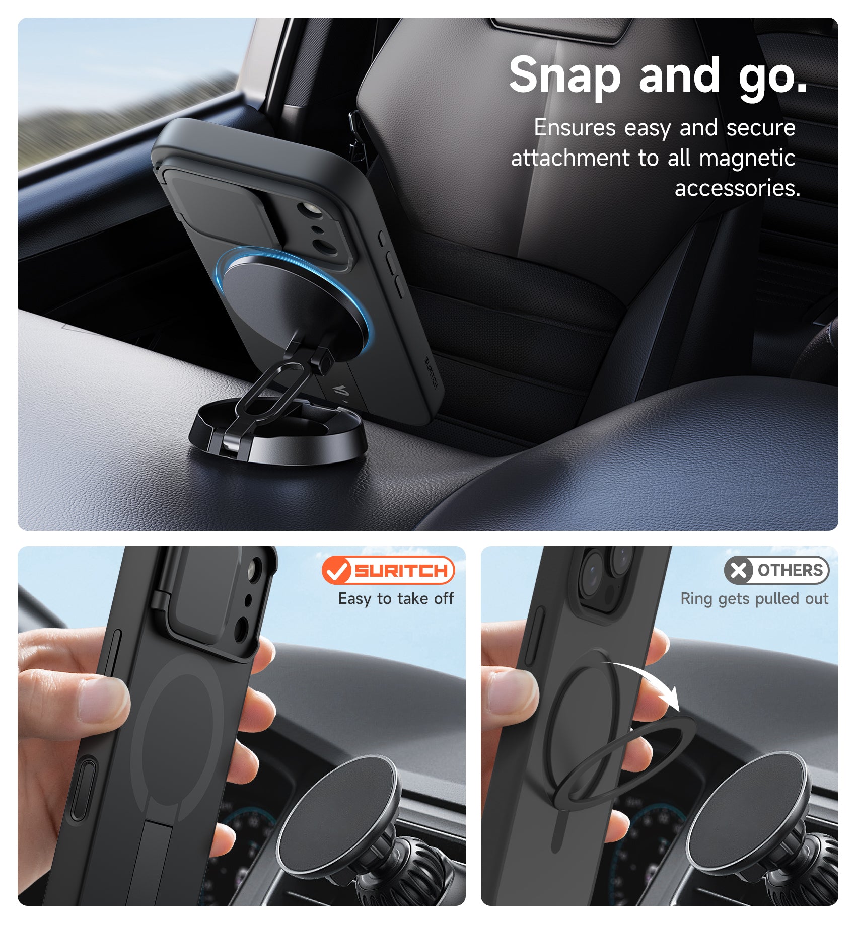 Suritch Case for iPhone 17 Pro with Camera Control Cover Camera Cover Adjustable Kickstand Compatible with MagSafe Shockproof Bumper
