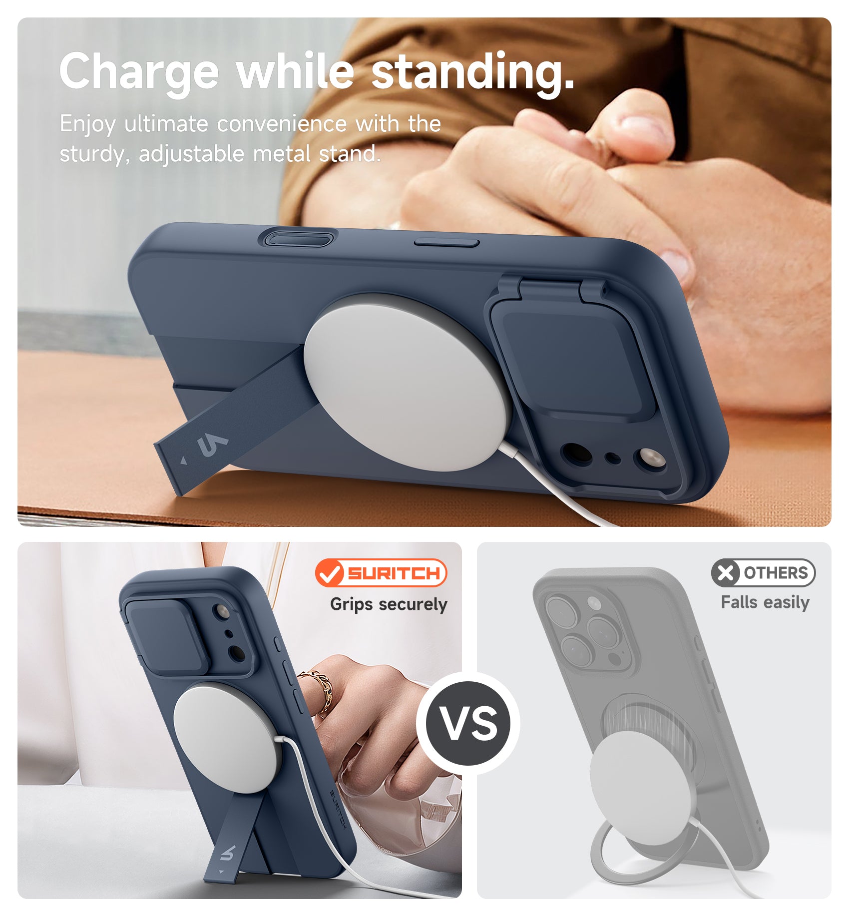 Suritch Case for iPhone 17 Pro with Camera Control Cover Camera Cover Adjustable Kickstand Compatible with MagSafe Shockproof Bumper