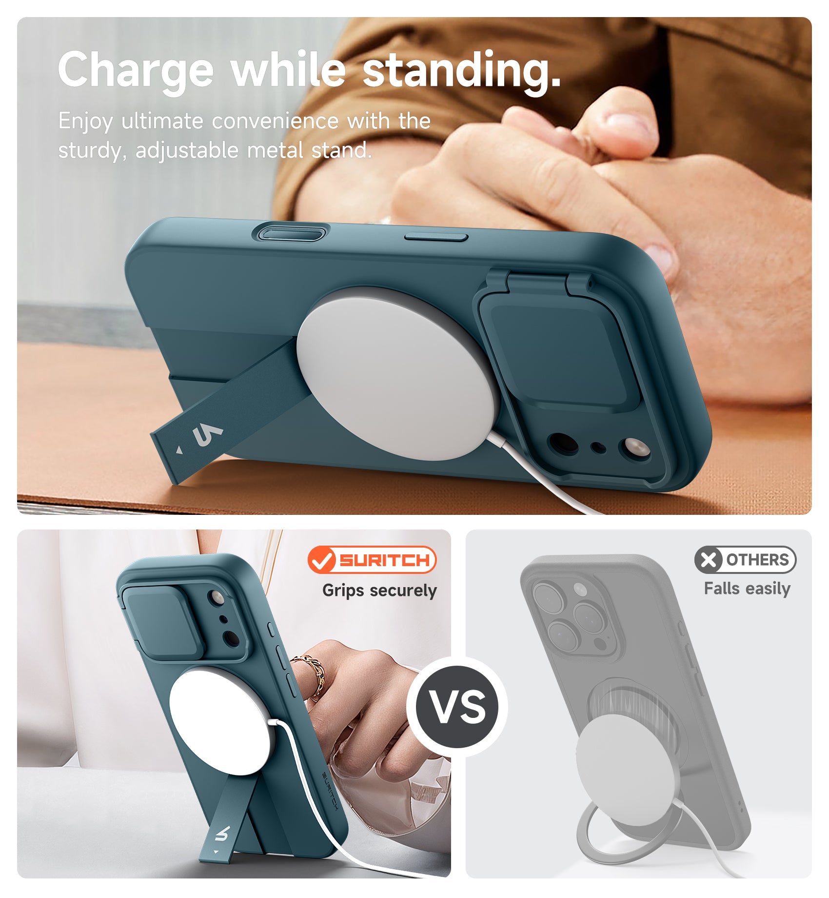 Suritch Case for iPhone 17 Pro with Camera Control Cover Camera Cover Adjustable Kickstand Compatible with MagSafe Shockproof Bumper