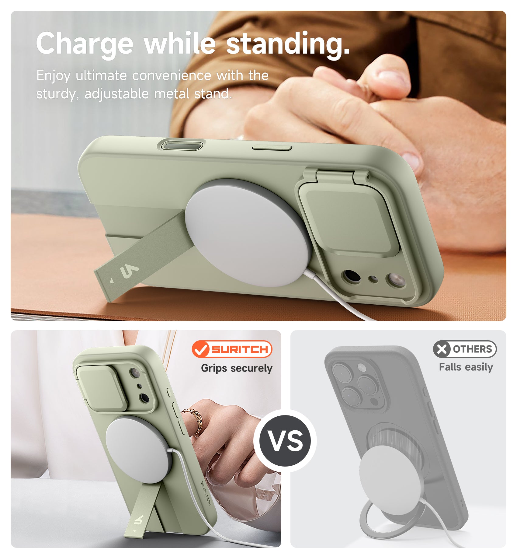 Suritch Case for iPhone 17 Pro Max with Camera Control Cover Camera Cover Adjustable Kickstand Compatible with MagSafe Shockproof Bumper