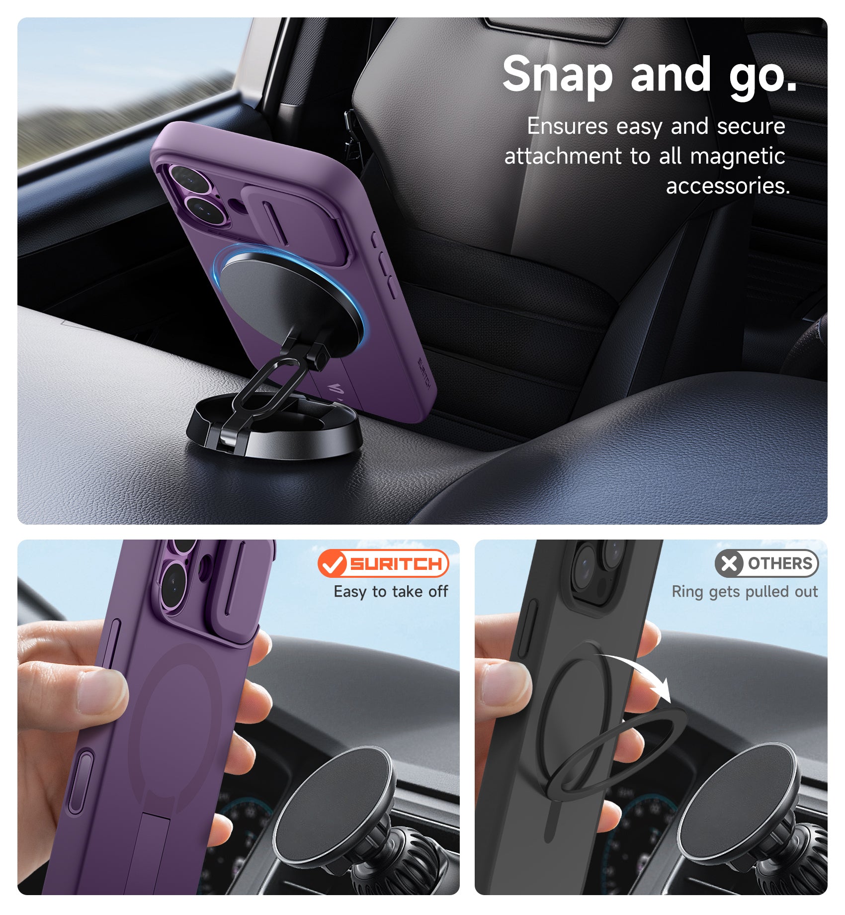 Suritch Case for iPhone 17 with Camera Control Cover Camera Slide Cover Adjustable Kickstand Compatible with MagSafe Shockproof Bumper