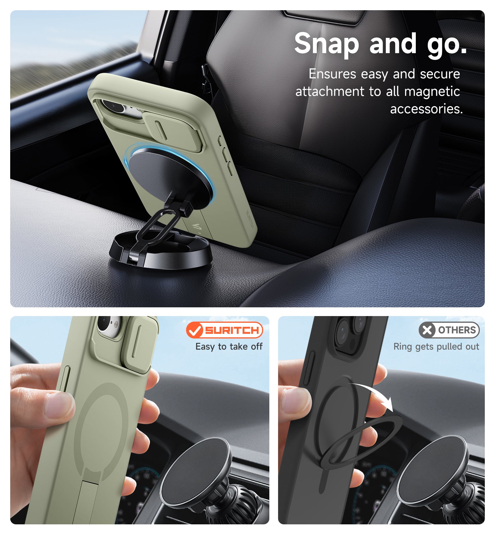 Suritch Case for iPhone 17e with Magnetic Camera Slide Cover Adjustable Kickstand Compatible with MagSafe Shockproof Bumper Slim Protective Cover 6.1 Inch