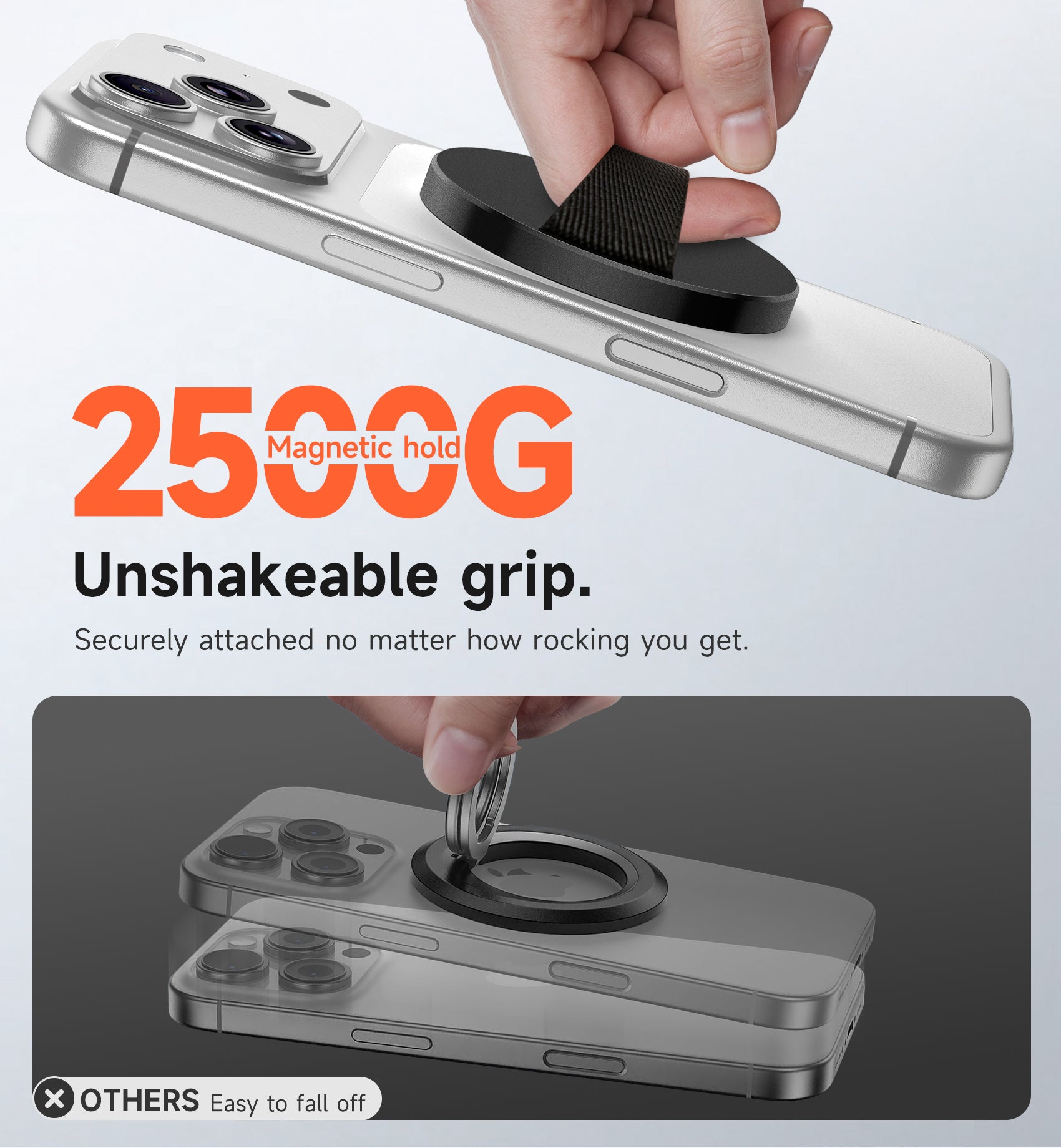 Suritch MagSafe Phone Grip for iPhone 17 16 15 14 13 12 Series MagSafe Cases Magnetic Phone Loop Detachable Magnet Cell Phone Finger Strap