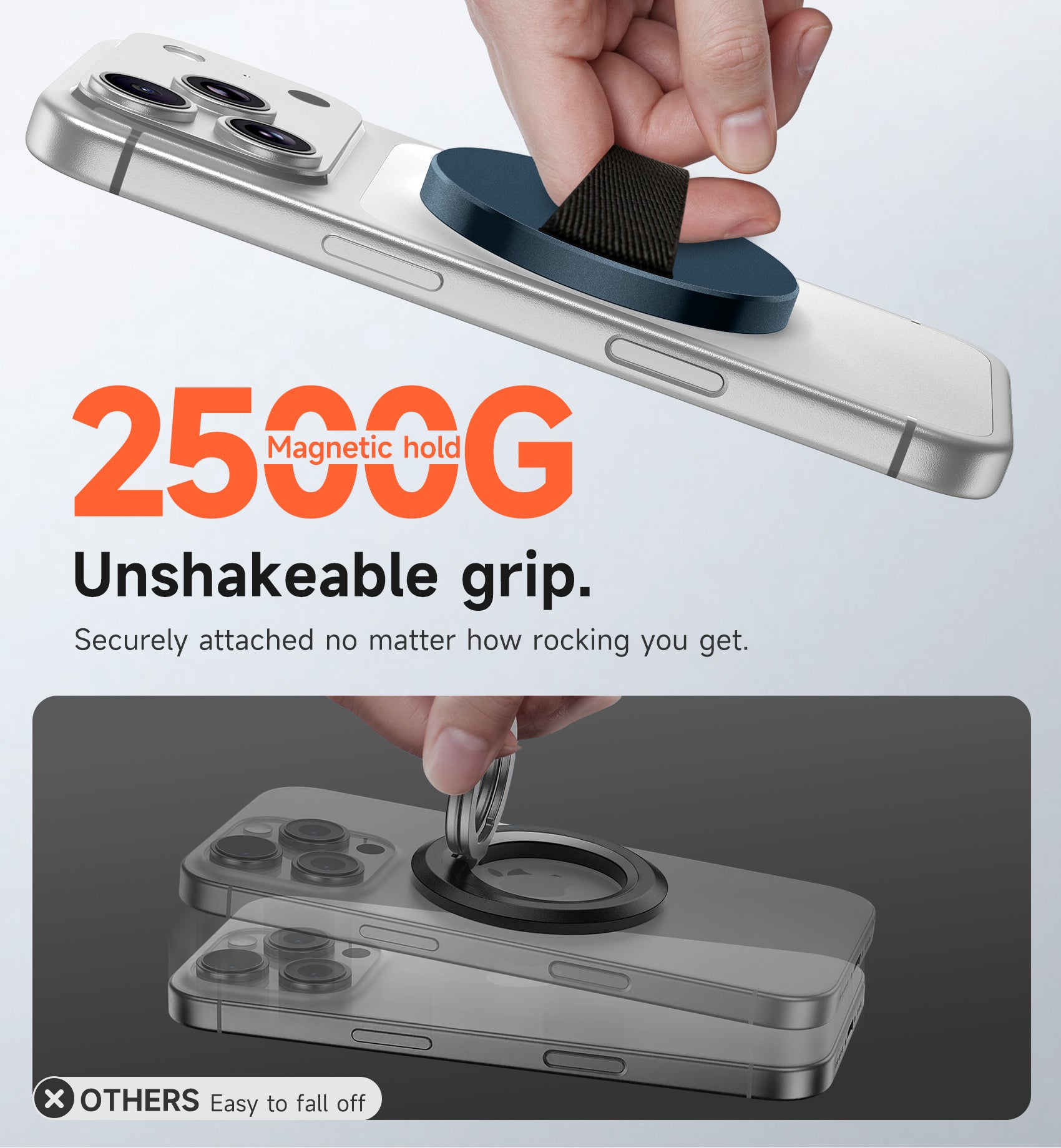 Suritch MagSafe Phone Grip for iPhone 17 16 15 14 13 12 Series MagSafe Cases Magnetic Phone Loop Detachable Magnet Cell Phone Finger Strap