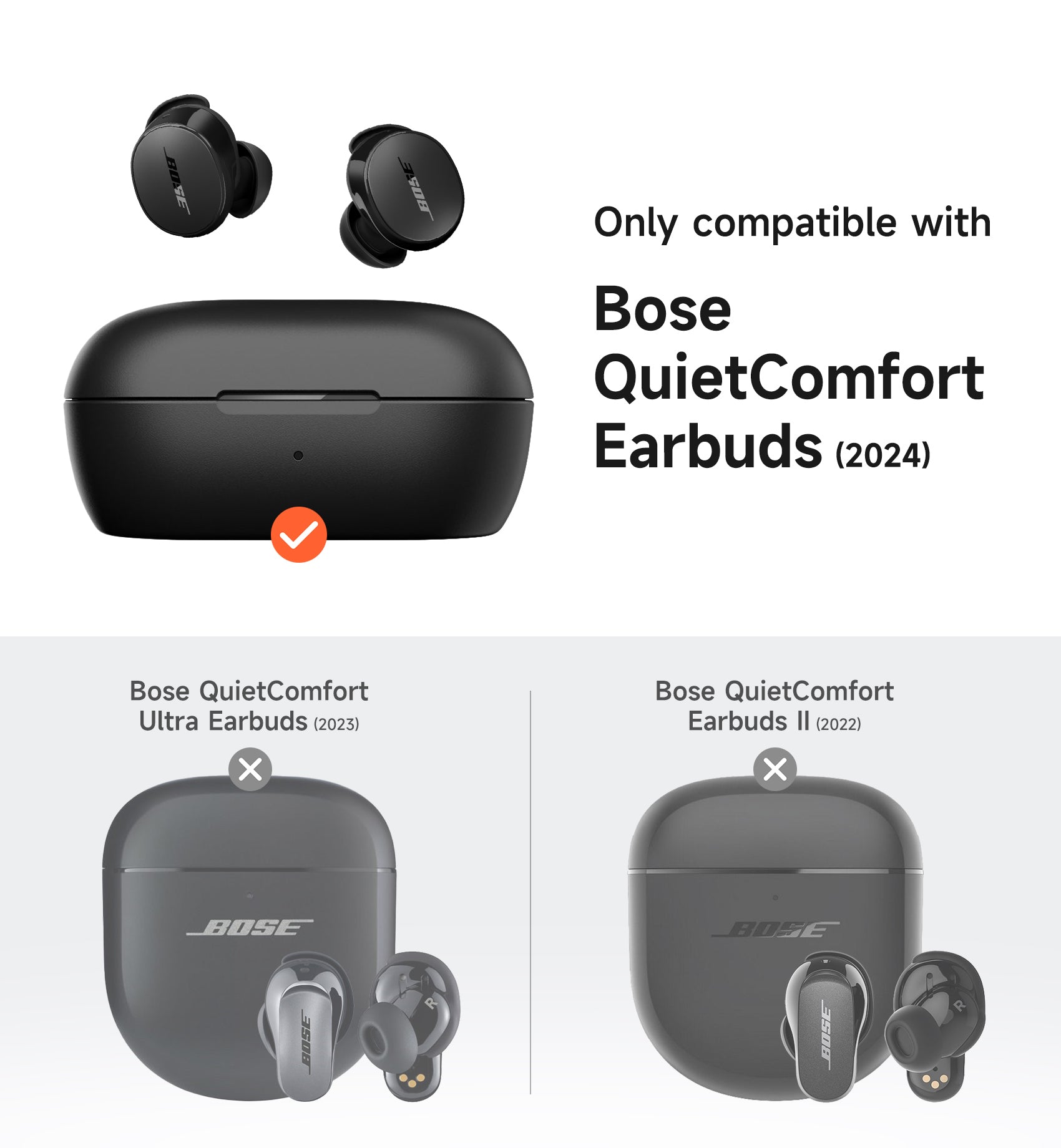 Suritch Magnetic Case for Bose New QuietComfort 2024 Rugged Shockproof Protective Cover with Magnetic Lok Carabiner Cleaning Kit