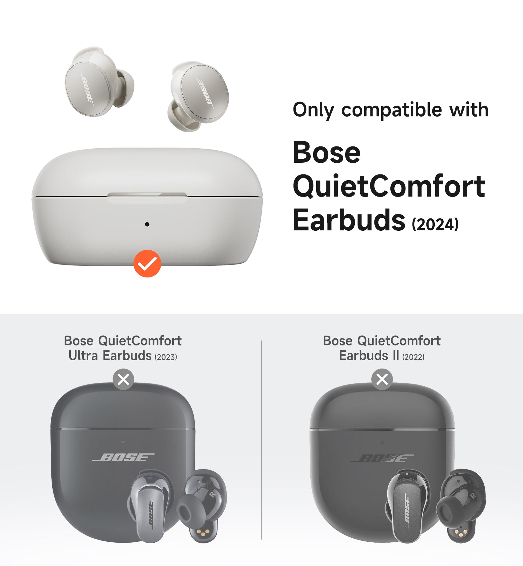 Suritch Magnetic Case for Bose New QuietComfort 2024 Rugged Shockproof Protective Cover with Magnetic Lok Carabiner Cleaning Kit