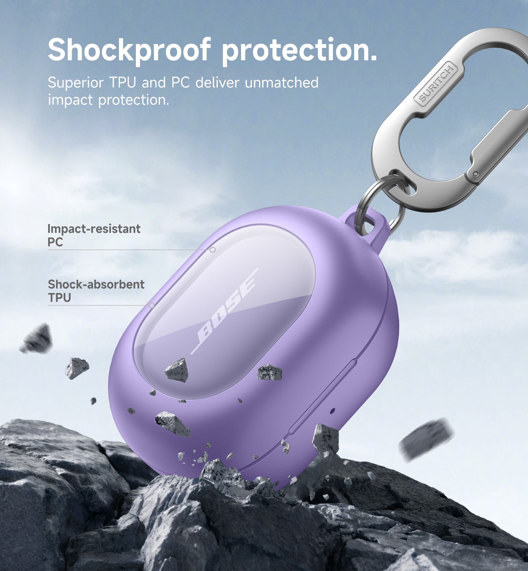 Suritch Magnetic Case for Bose New QuietComfort 2024 Rugged Shockproof Protective Cover with Magnetic Lok Carabiner Cleaning Kit