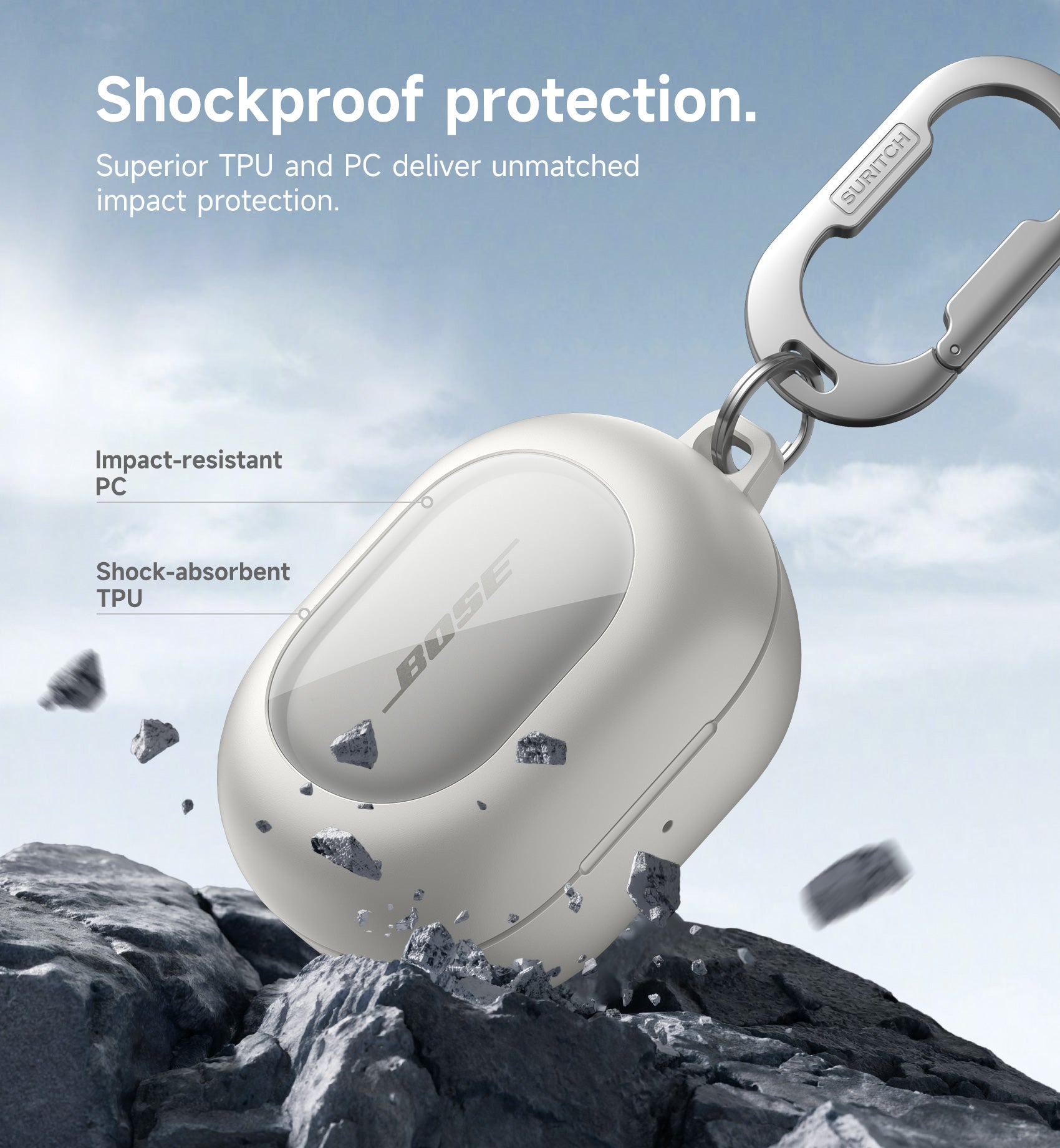 Suritch Magnetic Case for Bose New QuietComfort 2024 Rugged Shockproof Protective Cover with Magnetic Lok Carabiner Cleaning Kit