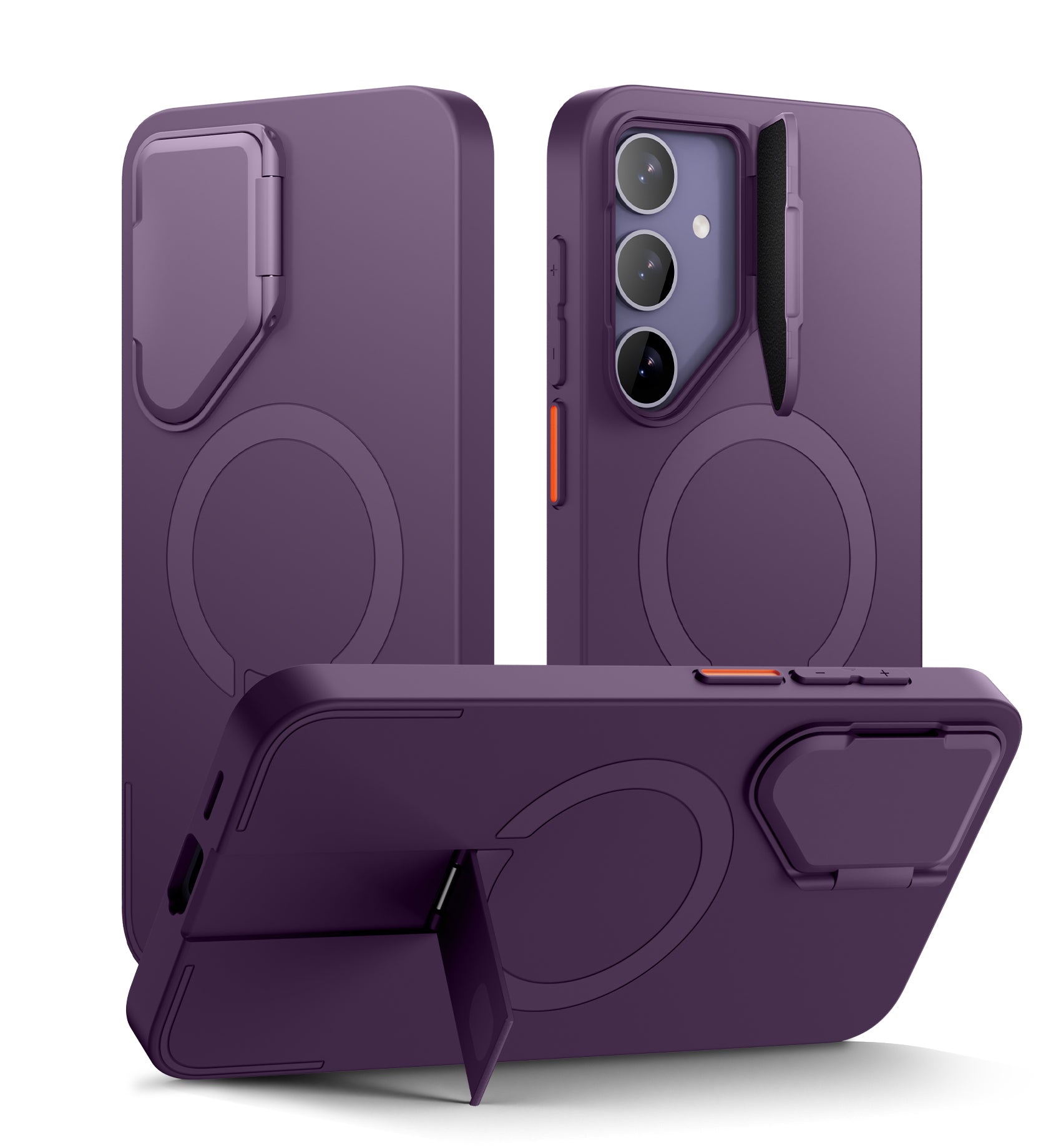 Suritch Case for Samsung Galaxy S24 Magnetic Protective Cover with Camera Cover Adjustable Metal Kickstand