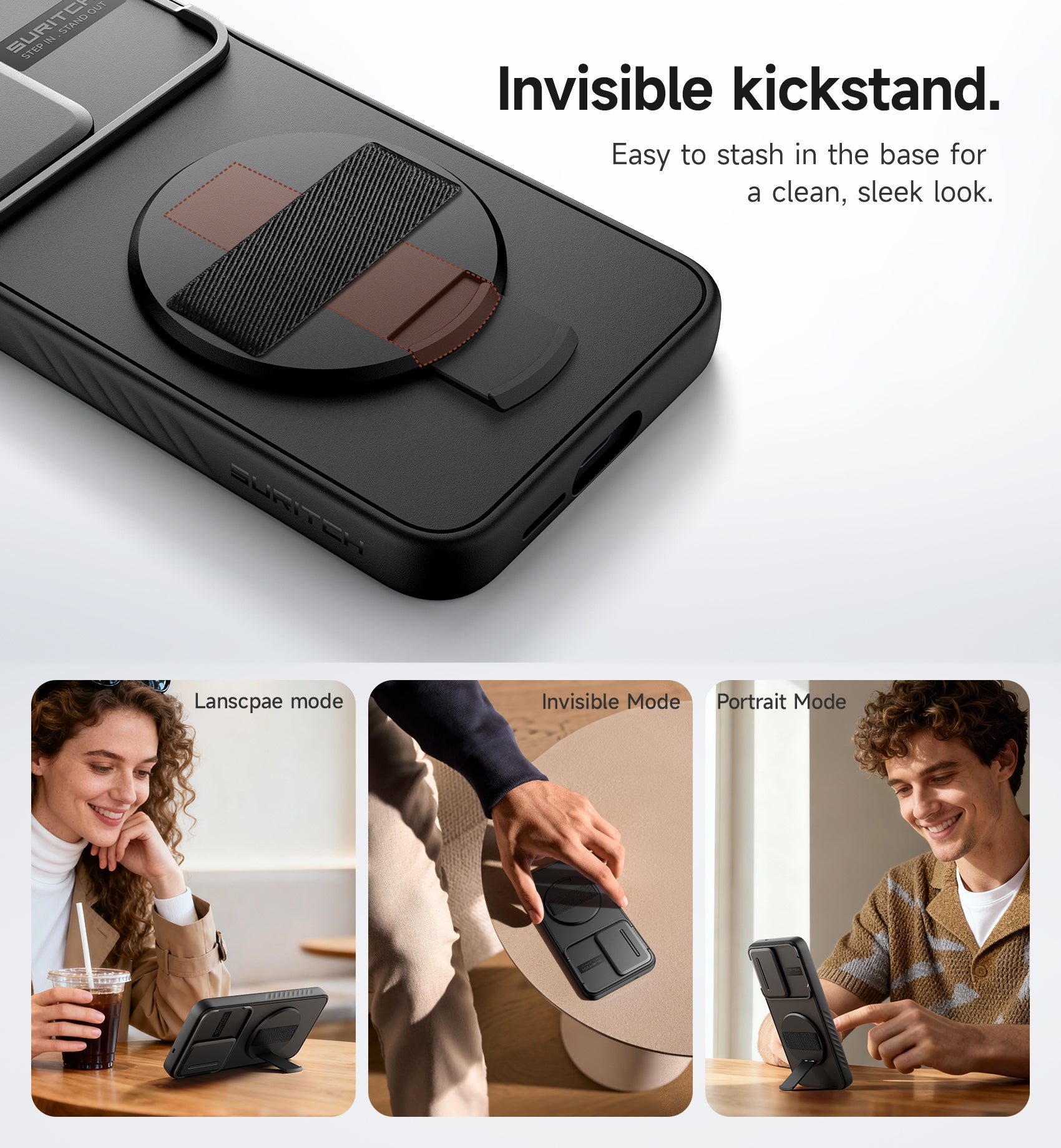 Suritch Case for Samsung Galaxy S25 with 360° Rotatable Hand Strap Phone Grip Invisible Kickstand Slide Camera Cover