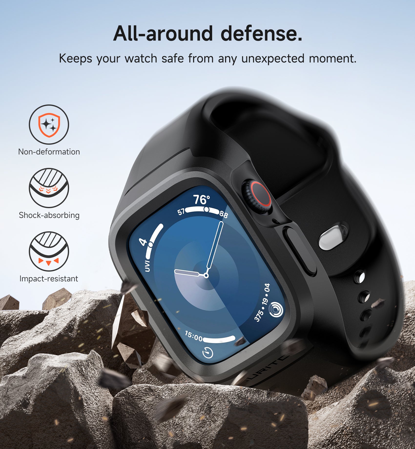 Suritch Sport Band for Apple Watch Series 5 44mm Soft Silicone Shockproof Rugged Protective Strap with Case for Women Men