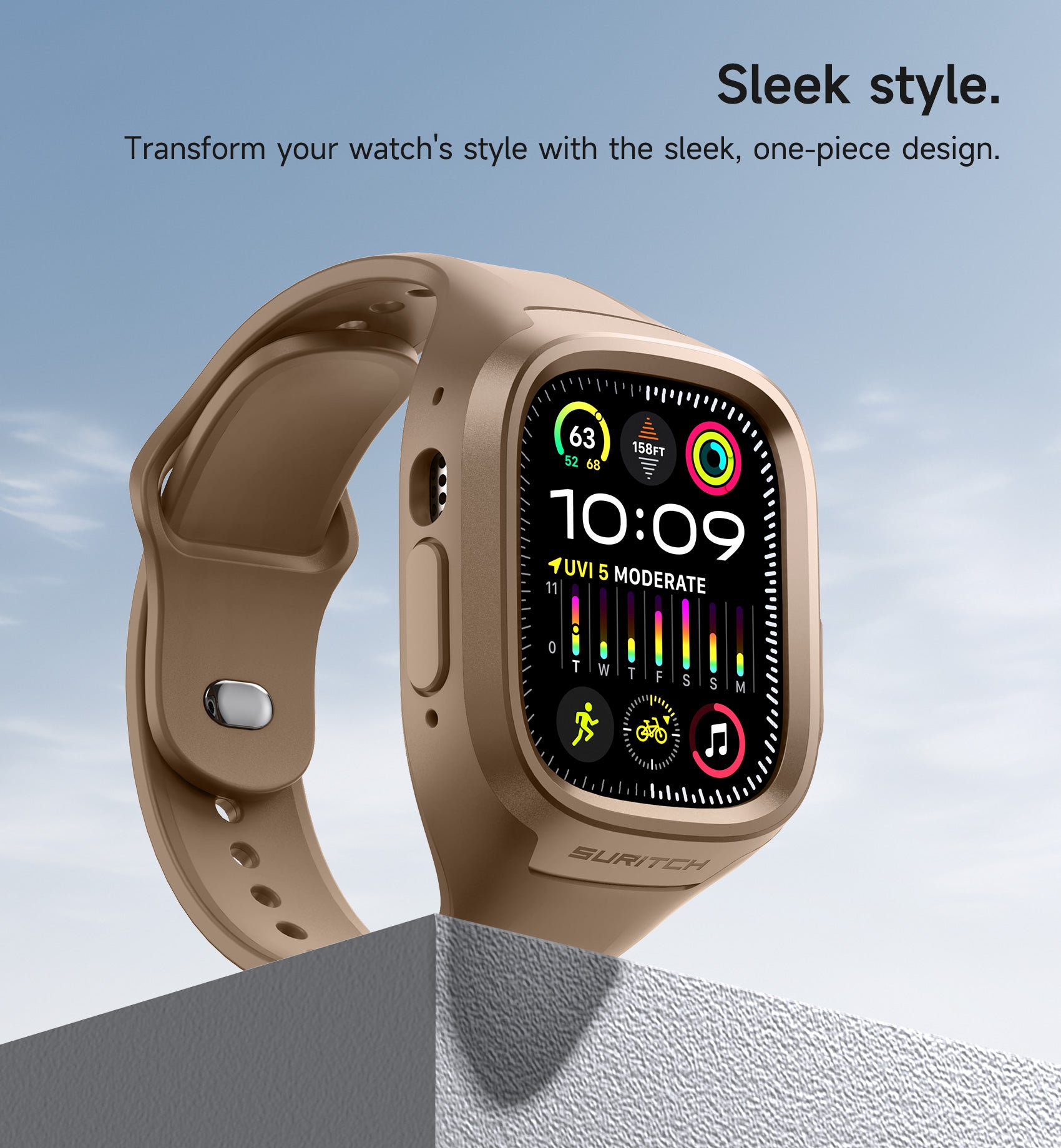 Suritch Sport Band for Apple Watch Ultra 3rd Gen 49mm Soft Silicone Shockproof Rugged Protective Strap with Case for Women Men