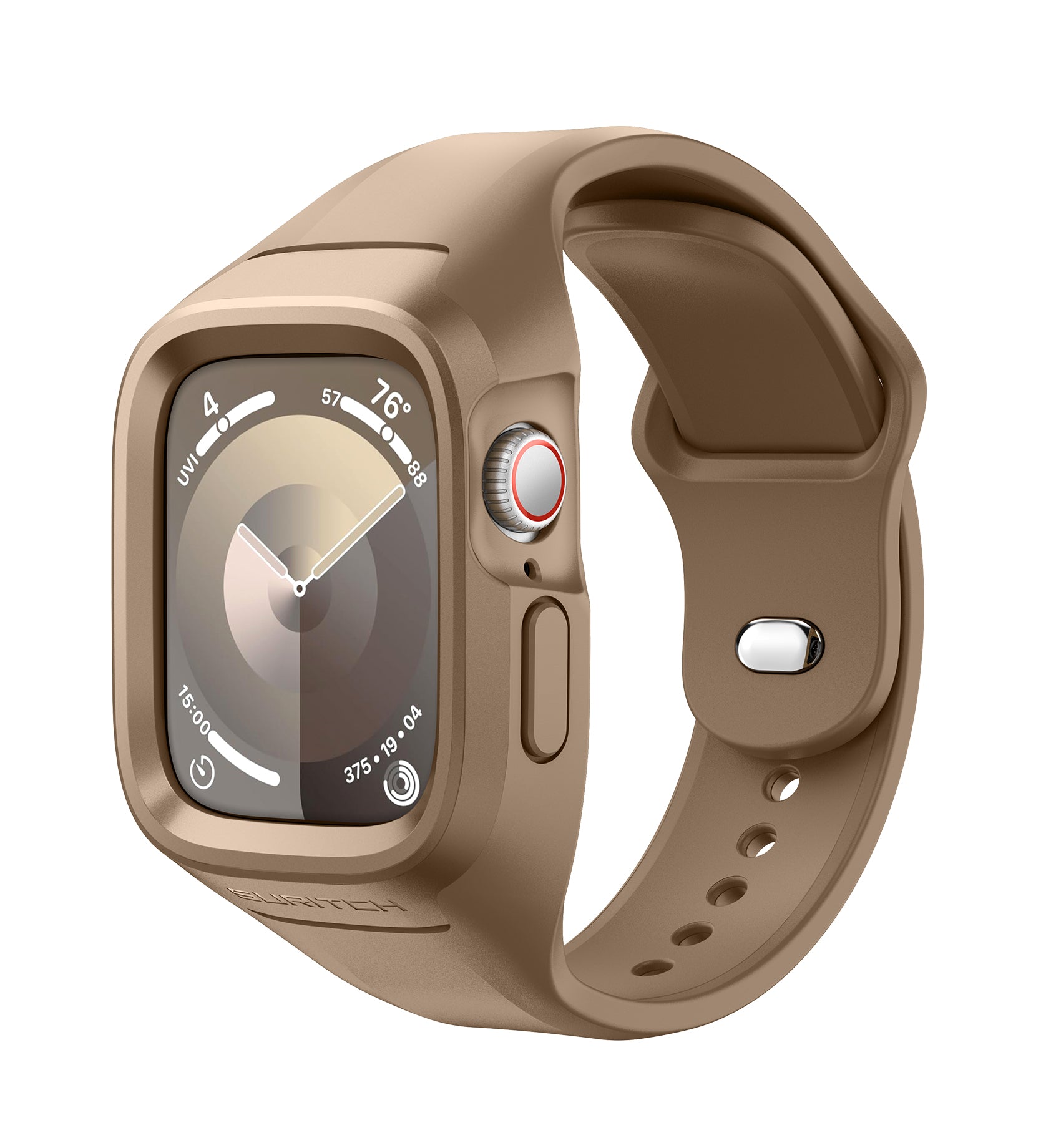 Suritch Sport Band for Apple Watch Series 9 45mm Soft Silicone Shockproof Rugged Protective Strap with Case for Women Men