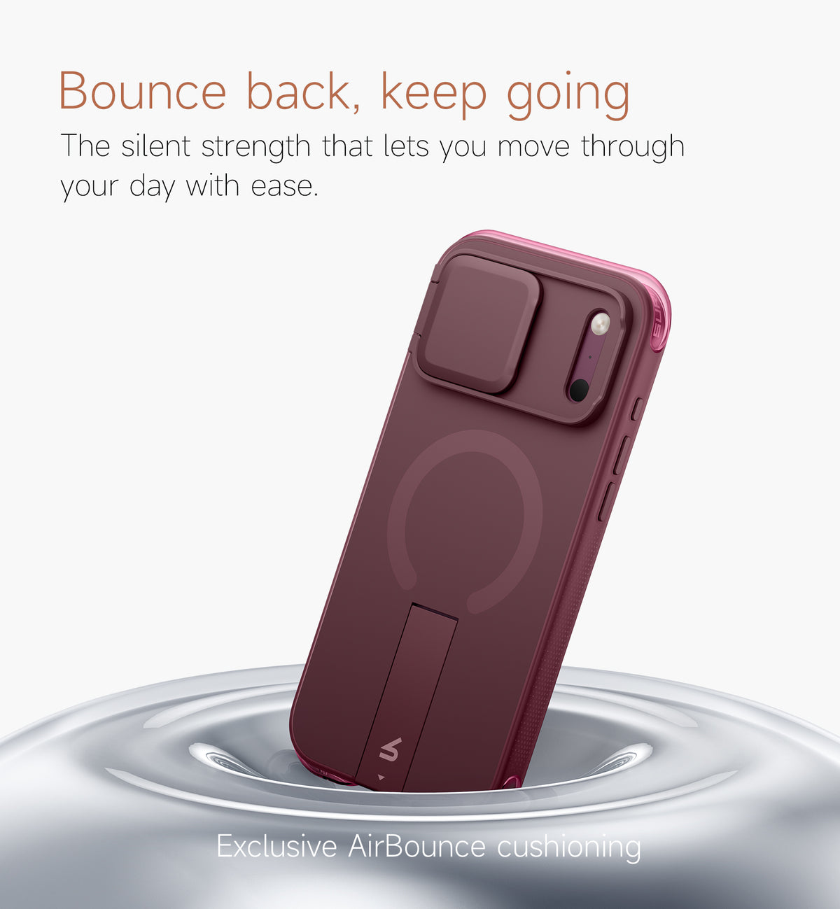 iPhone 18 Pro Max AirBounce Bumper Magnetic Case with Lens Cover and Kickstand