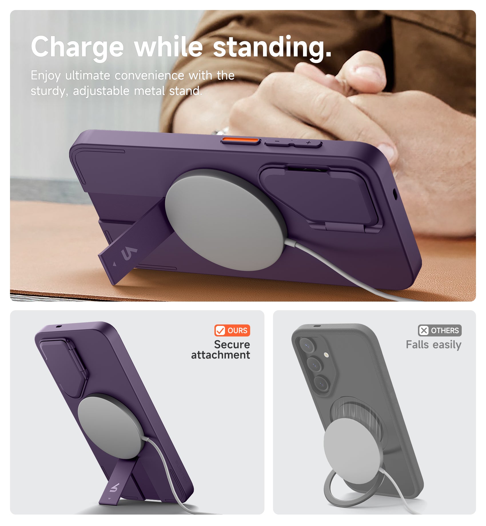 Suritch Case for Samsung Galaxy S25 Ultra Magnetic Protective Cover with Camera Cover Adjustable Metal Kickstand