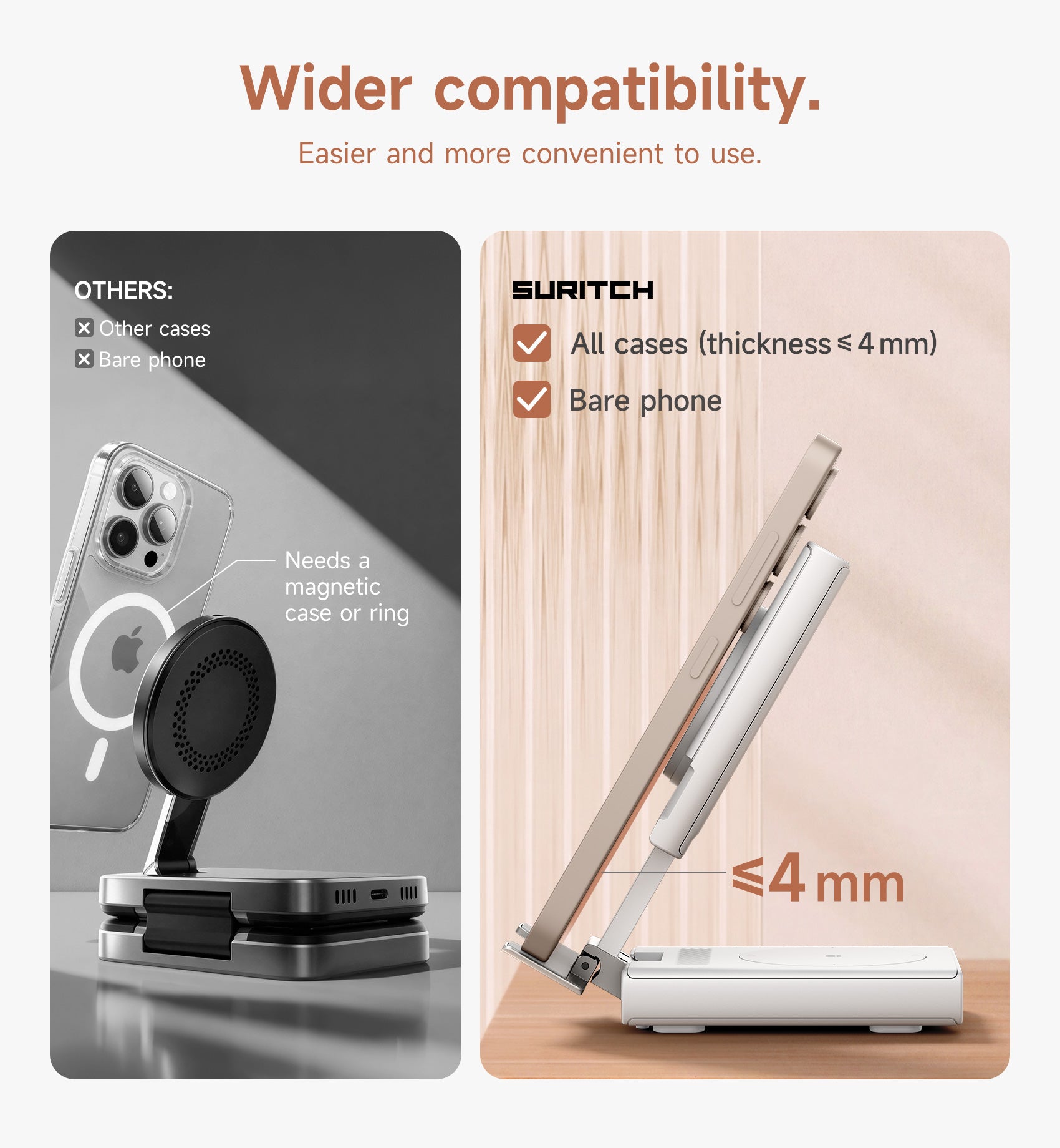 Suritch Samsung 3-in-1 Wireless Charging Station 15W Ultra-Compact Chargers Foldable Charging Dock Stand for Galaxy S25 S24 S23 S22 S21 Z Fold/Z Flip Galaxy Watch 8/7/6/5/4/3 Galaxy Buds