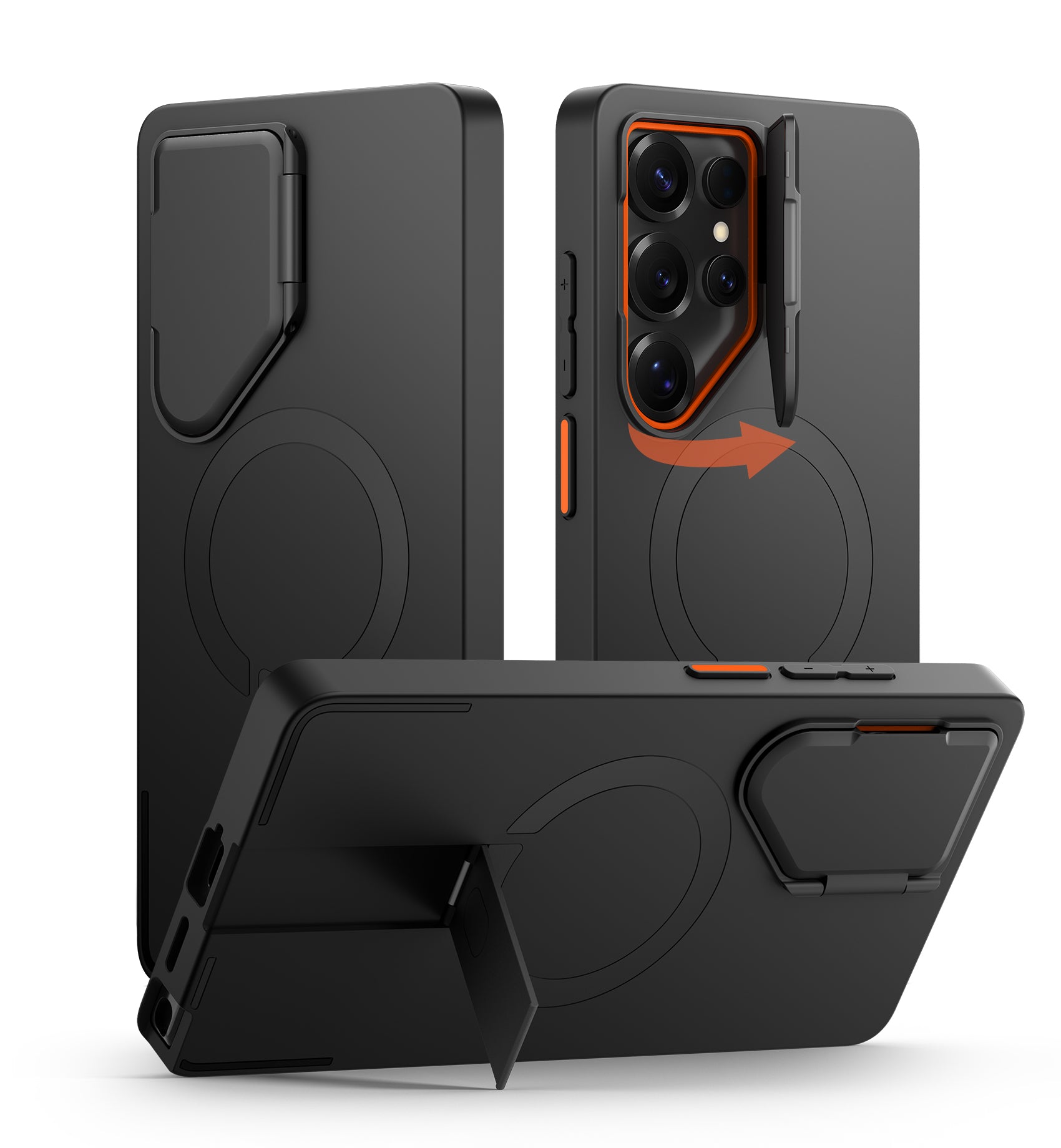 Suritch Case for Samsung Galaxy S25 Ultra Magnetic Protective Cover with Camera Cover Adjustable Metal Kickstand