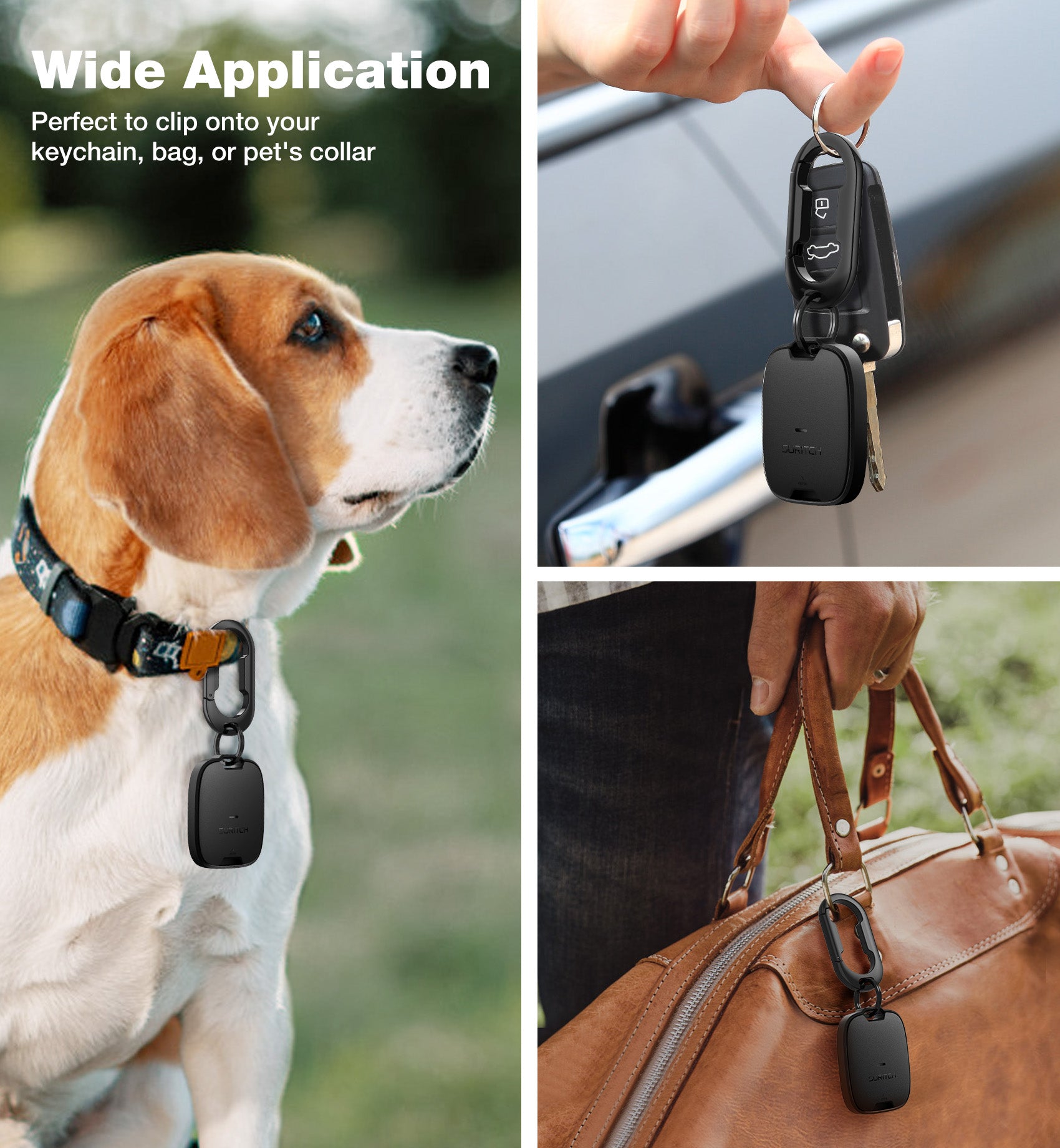 Suritch Case for AirTag Holder Keychain with Anti-Lost Carabiner Shockproof TPU Protective Cover for Kids Keys Pets Luggage Bags