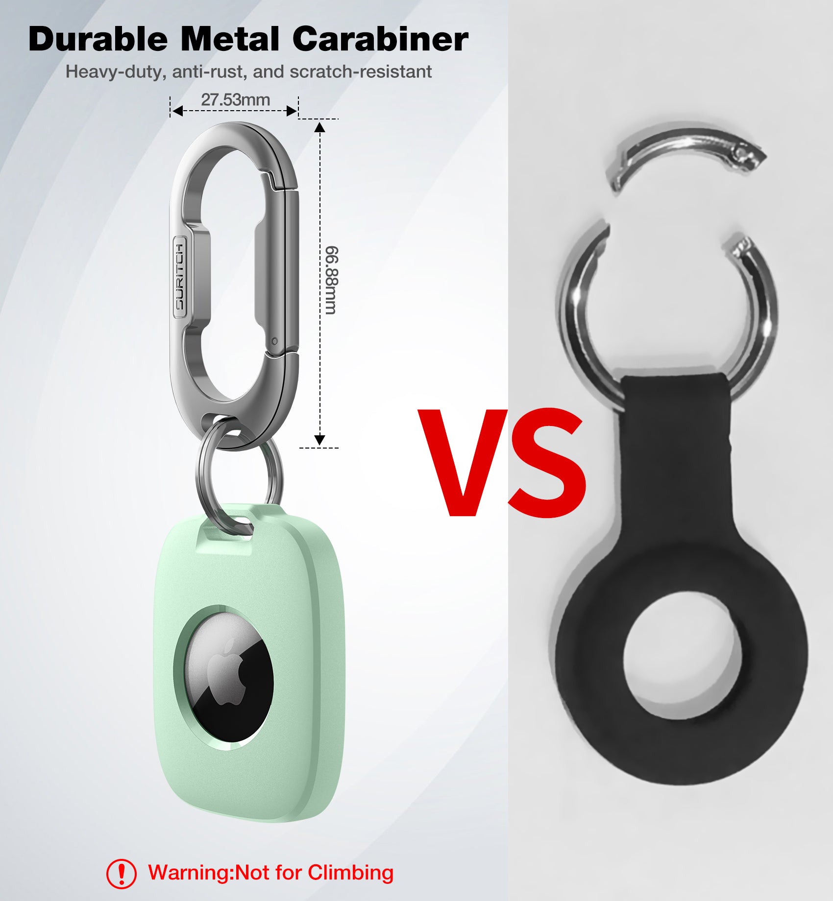 Suritch Case for AirTag Holder Keychain with Anti-Lost Carabiner Shockproof TPU Protective Cover for Kids Keys Pets Luggage Bags