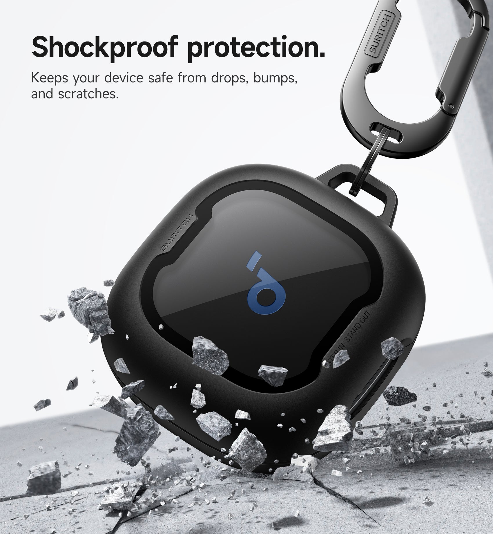 Suritch Case for Anker Soundcore Sport X20 Earbuds Rugged Protective Shockproof Bumper Cover with Carabiner Cleaning Kit