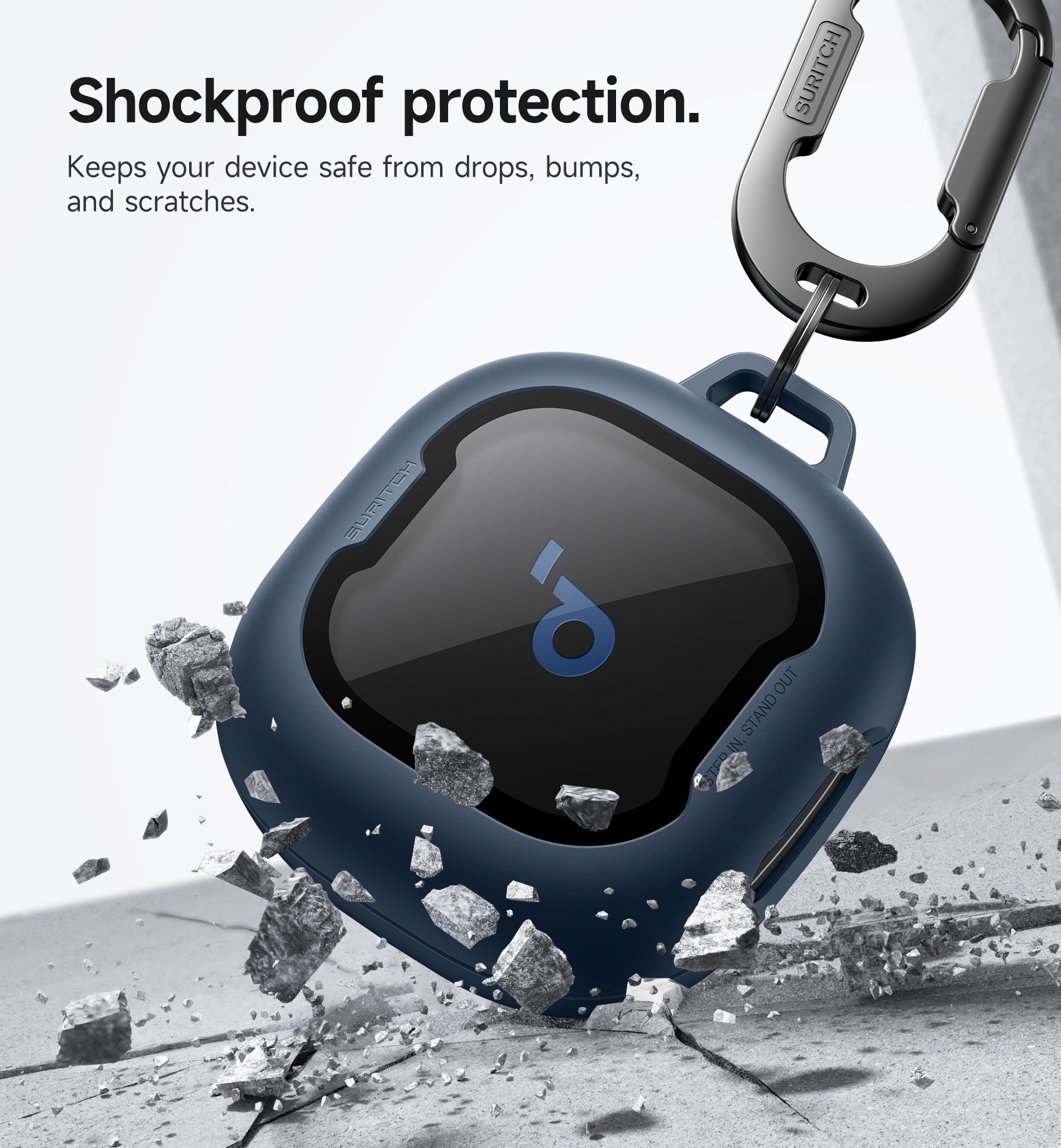 Suritch Case for Anker Soundcore Sport X20 Earbuds Rugged Protective Shockproof Bumper Cover with Carabiner Cleaning Kit