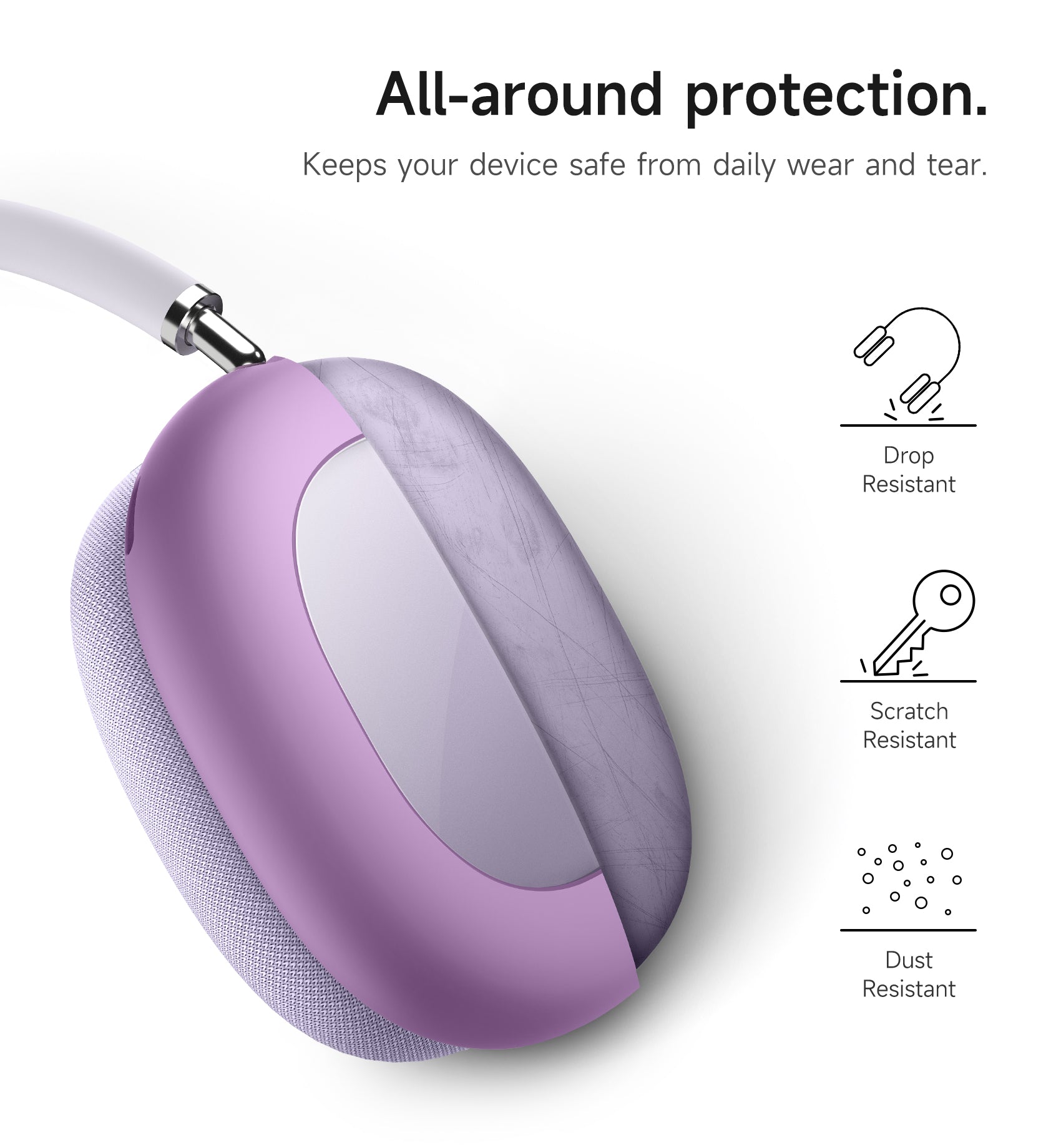 Suritch Case for Apple AirPods Max TPU Anti-Scratch Ear Cups Cover Rugged Shockproof Protective Cover
