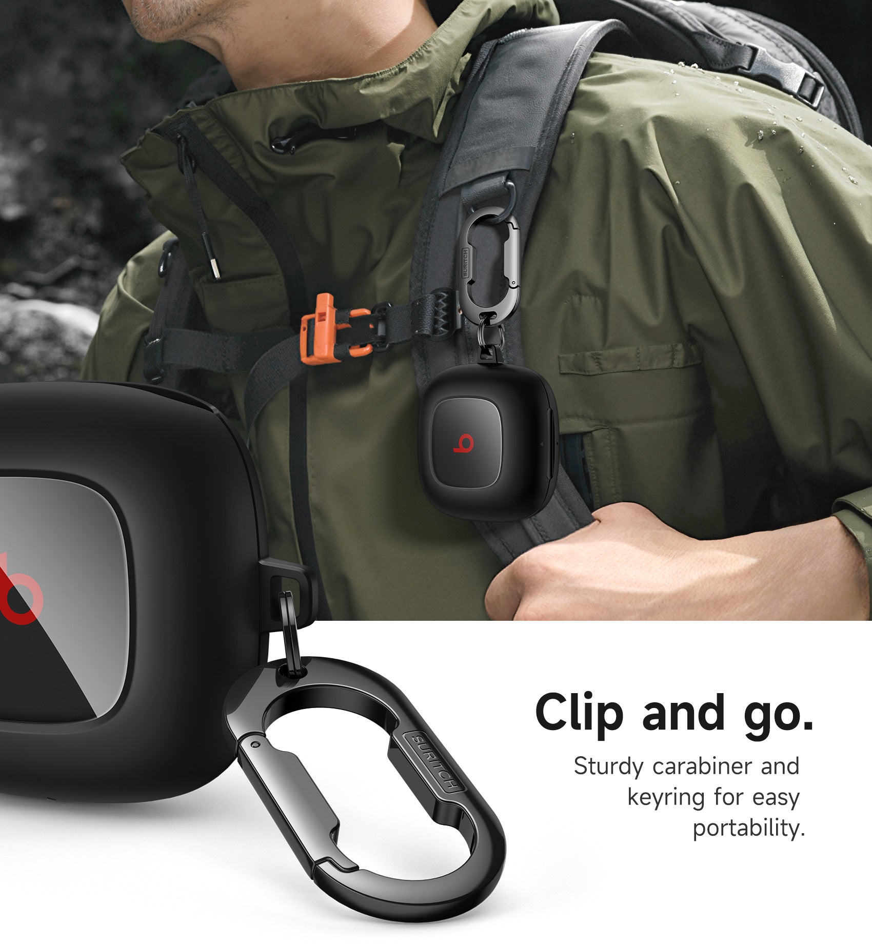 Suritch Case for Beats Fit Pro Earbuds Shock-Absorbing Protective TPU Shell  Secure Locking System with Anti-Lost Keychain