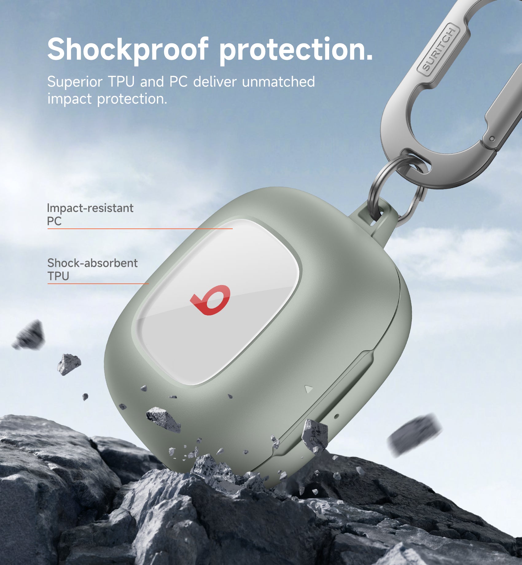 Suritch Case for Beats Fit Pro Earbuds Shock-Absorbing Protective TPU Shell  Secure Locking System with Anti-Lost Keychain