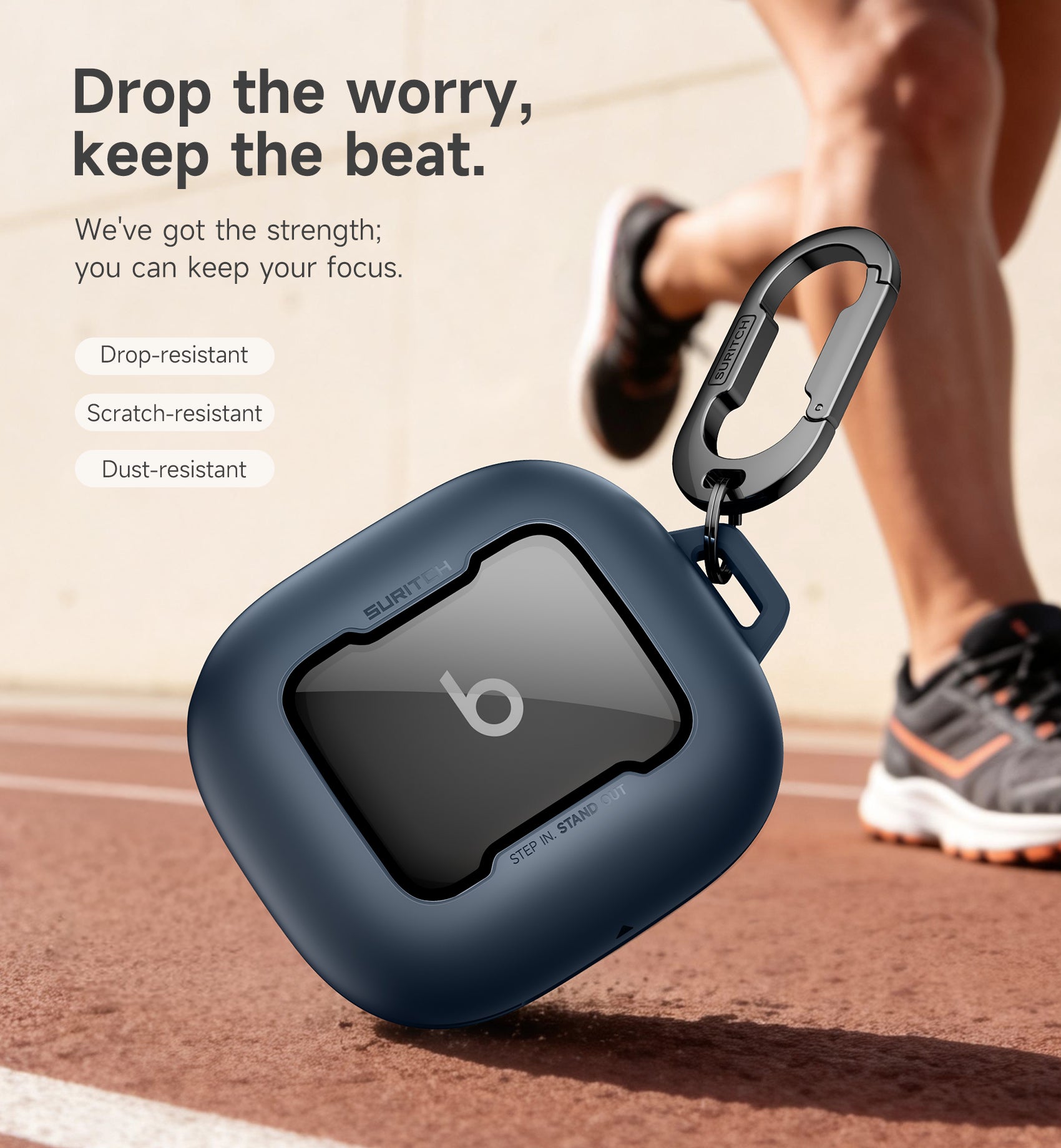 Suritch Case for Beats Powerbeats Fit 2025 Magnetic Bumper Shockproof Protective Cover with Magnetic Lock Carabiner for Workout Sport Travel