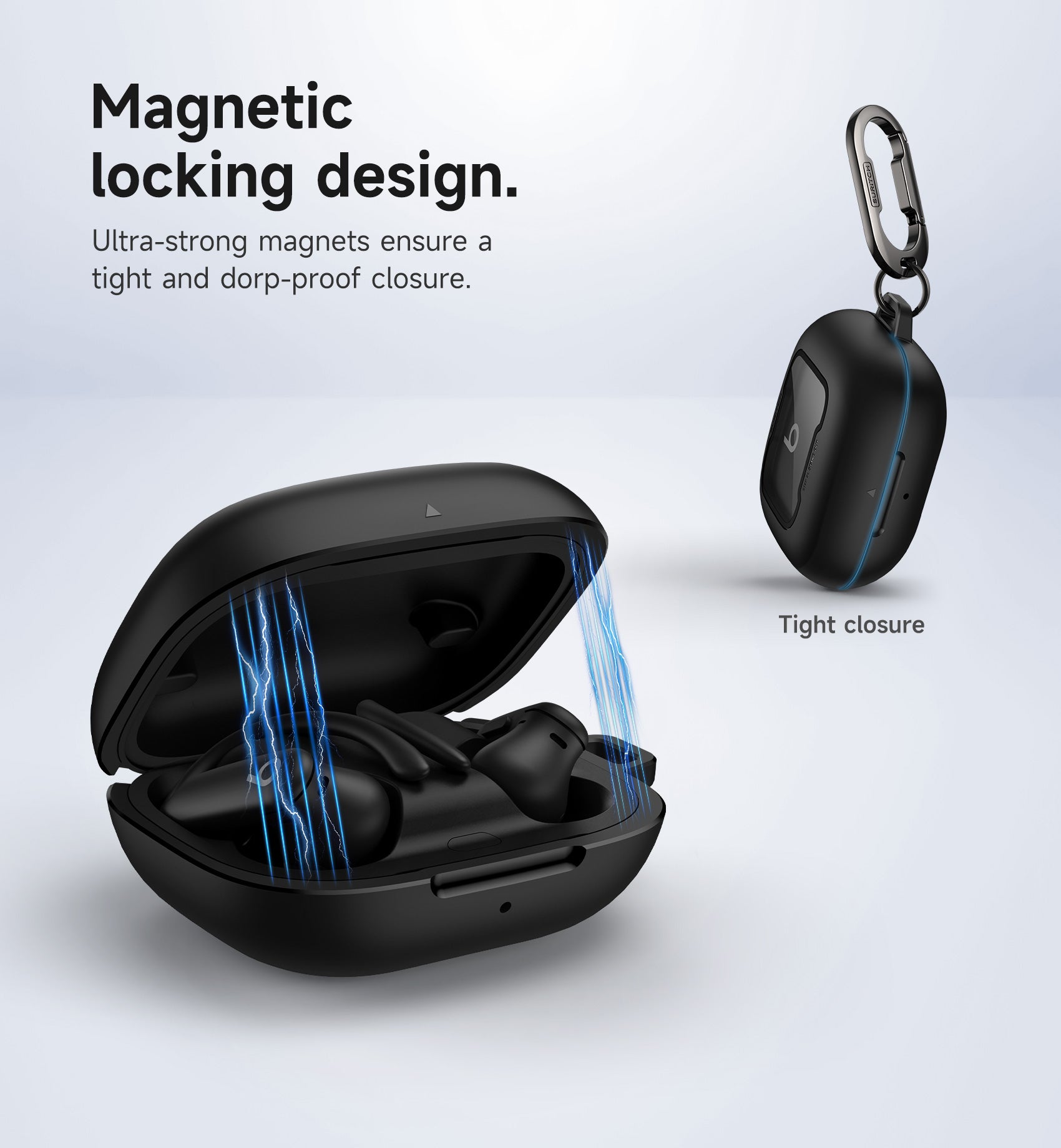 Suritch Case for Beats Powerbeats Pro 2nd Gen 2025 Magnetic Locking Shockproof Bumper Protective Cover with Carabiner Keyring Cleaner Kit