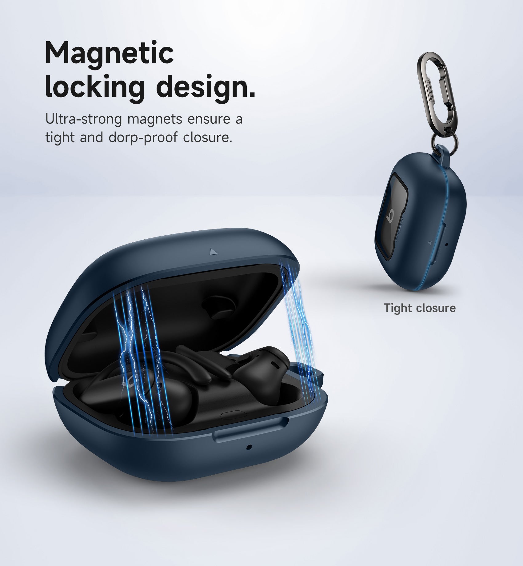 Suritch Case for Beats Powerbeats Pro 2nd Gen 2025 Magnetic Locking Shockproof Bumper Protective Cover with Carabiner Keyring Cleaner Kit