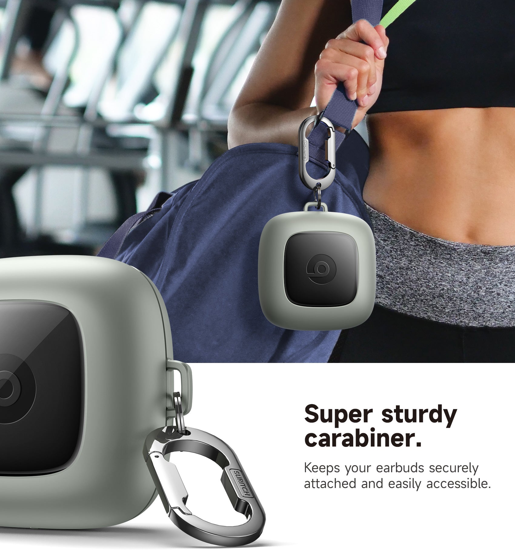 Suritch Case for Beats Powerbeats Pro Wireless Earbuds Shockproof Magnetic Protective Cover with Magnetic Lid Lock Carabiner Full-Body Drop Protection