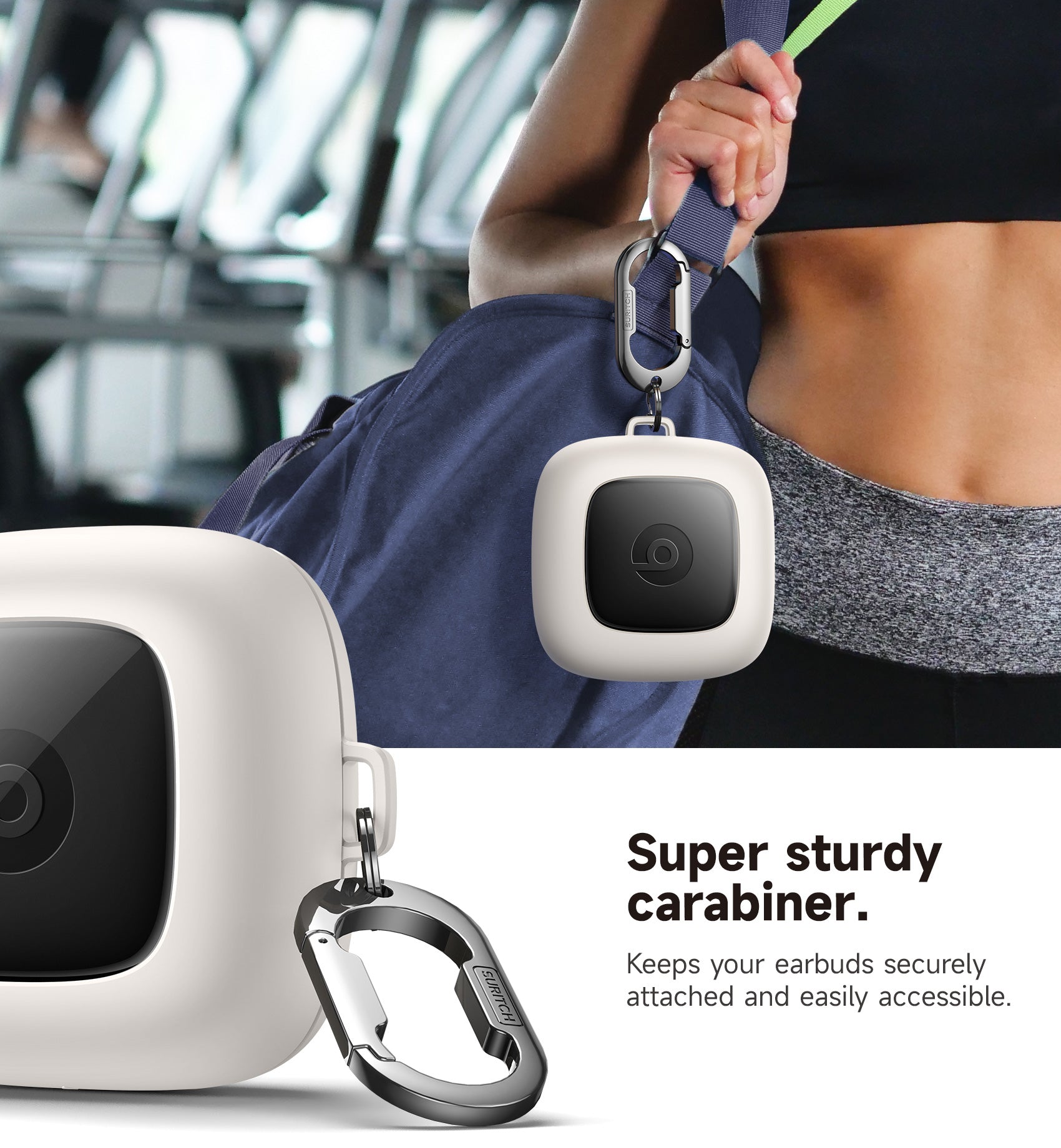 Suritch Case for Beats Powerbeats Pro Wireless Earbuds Shockproof Magnetic Protective Cover with Magnetic Lid Lock Carabiner Full-Body Drop Protection