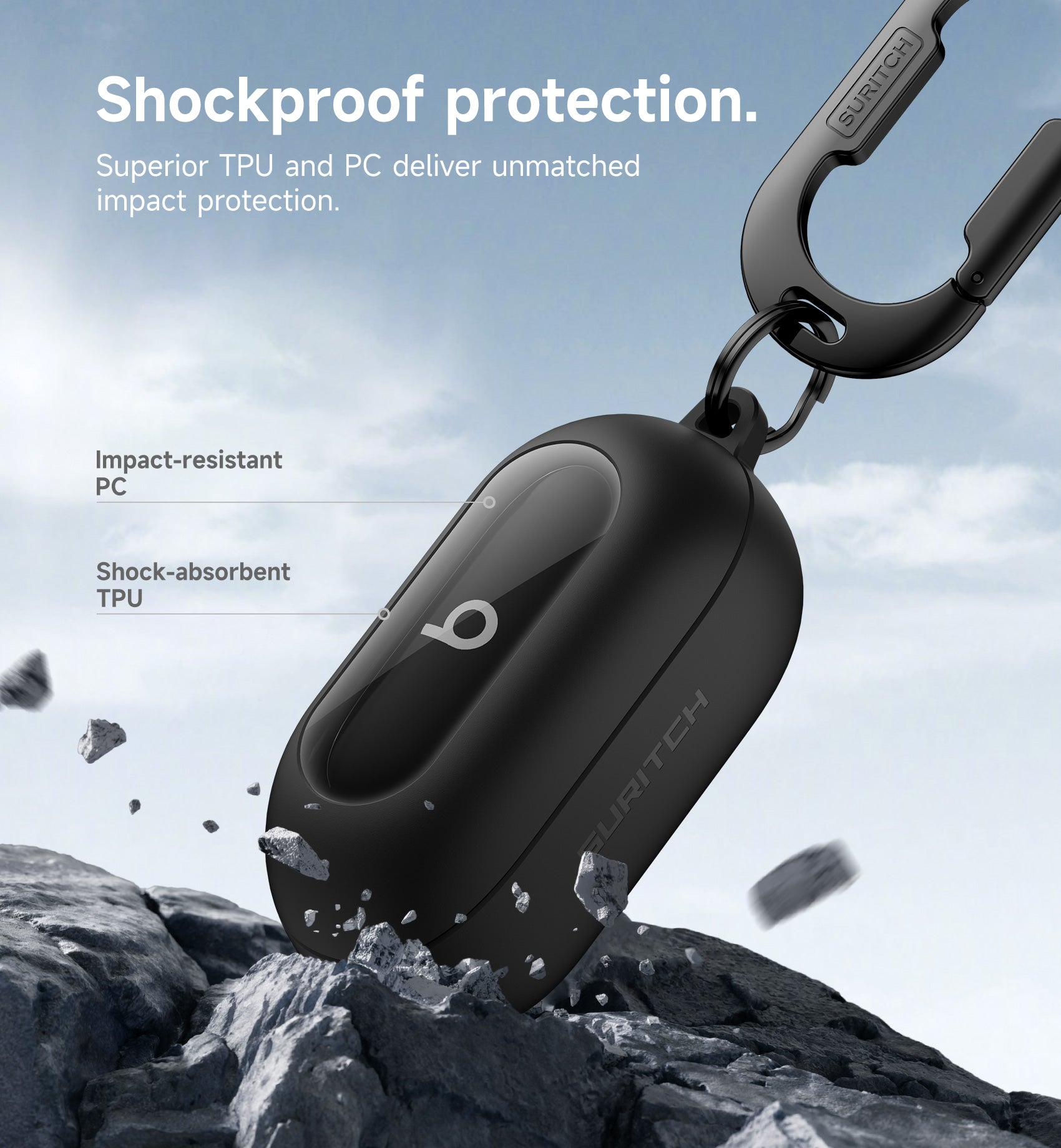 Suritch Case for Beats Solo Buds 2024 Magnetic Protective Covers Wireless Earbuds with Magnetic Lok Carabiner Keyring Cleaning Kit