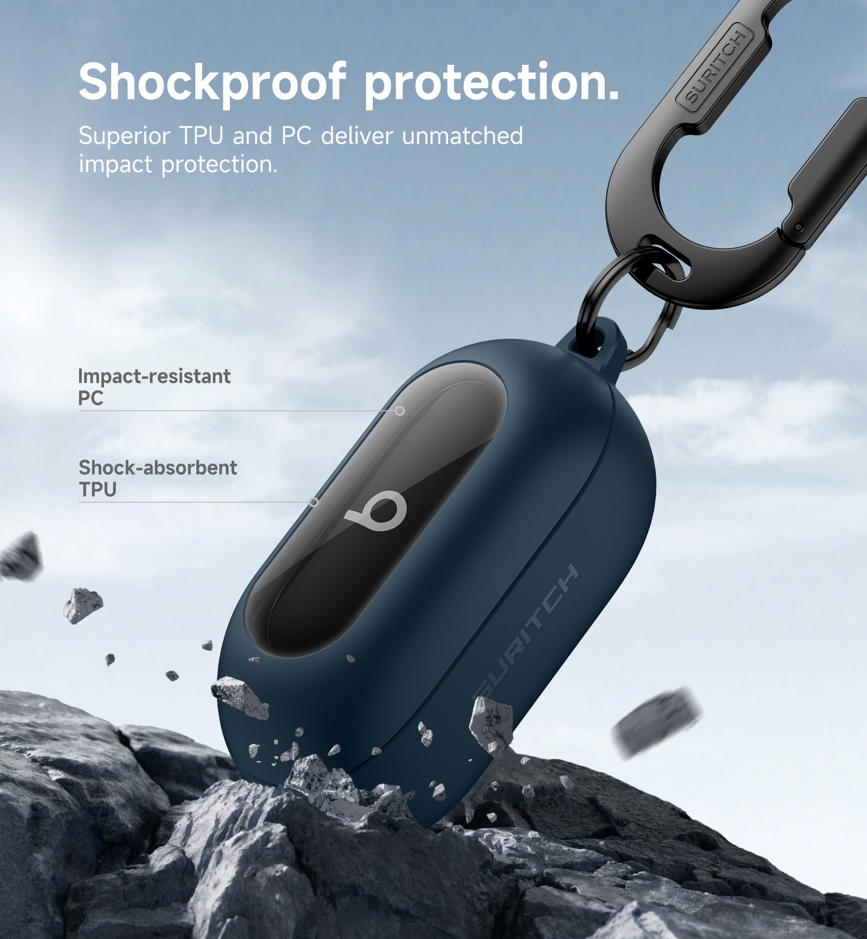 Suritch Case for Beats Solo Buds 2024 Magnetic Protective Covers Wireless Earbuds with Magnetic Lok Carabiner Keyring Cleaning Kit